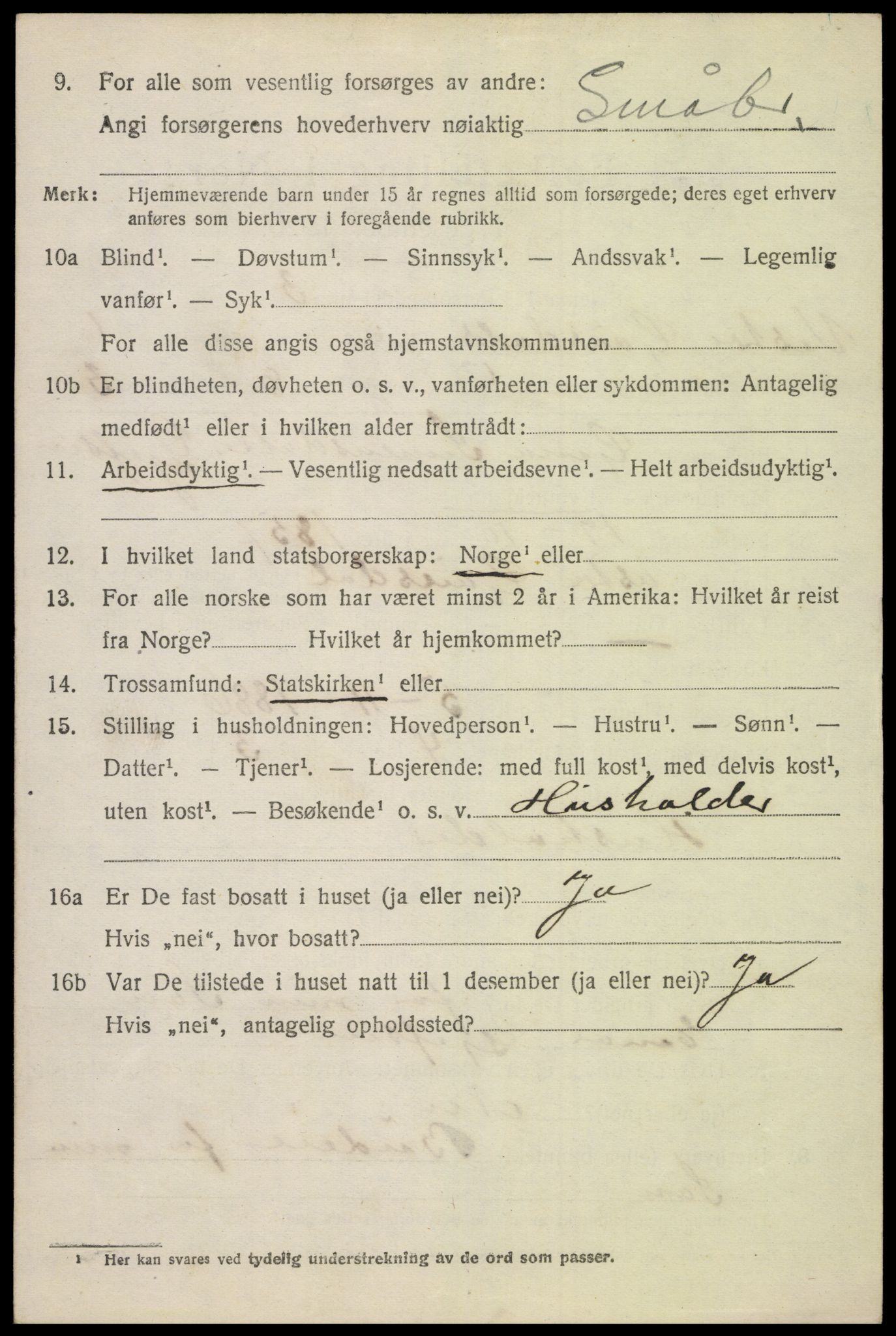 SAH, 1920 census for Vestre Gausdal, 1920, p. 5336