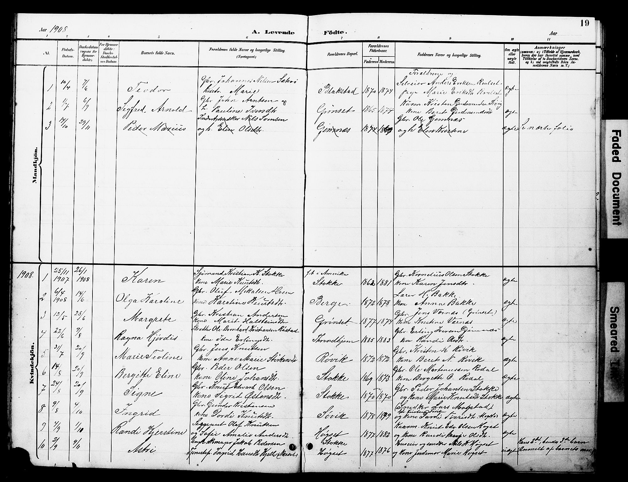 Ministerialprotokoller, klokkerbøker og fødselsregistre - Møre og Romsdal, AV/SAT-A-1454/585/L0973: Parish register (copy) no. 585C01, 1893-1930, p. 19