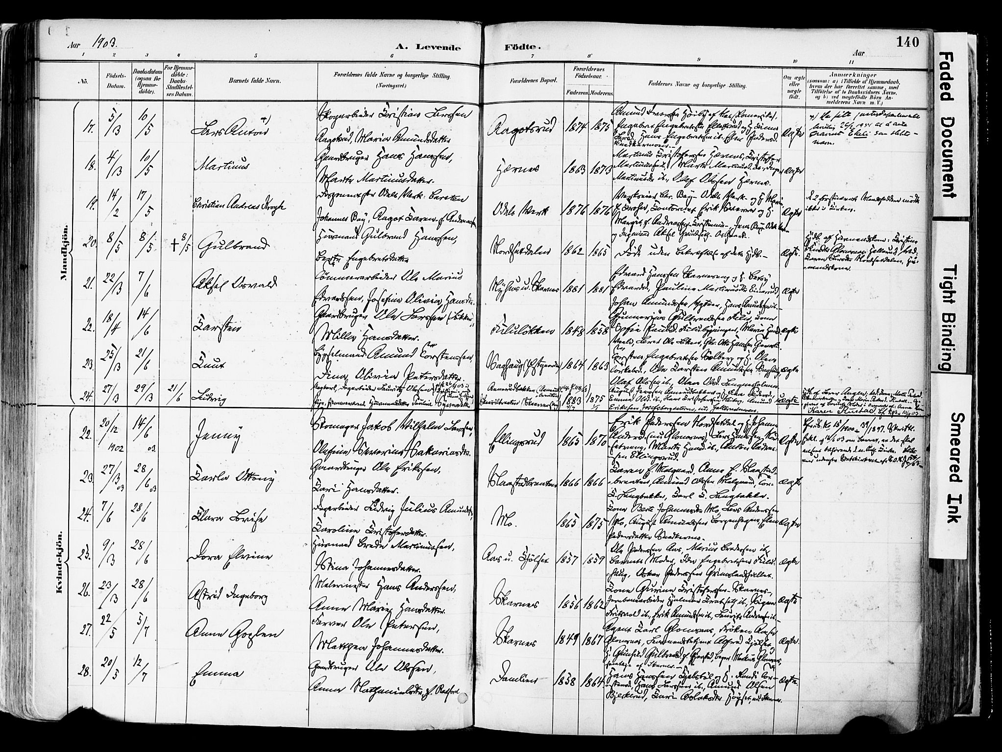 Sør-Odal prestekontor, AV/SAH-PREST-030/H/Ha/Haa/L0006: Parish register (official) no. 6, 1886-1931, p. 140