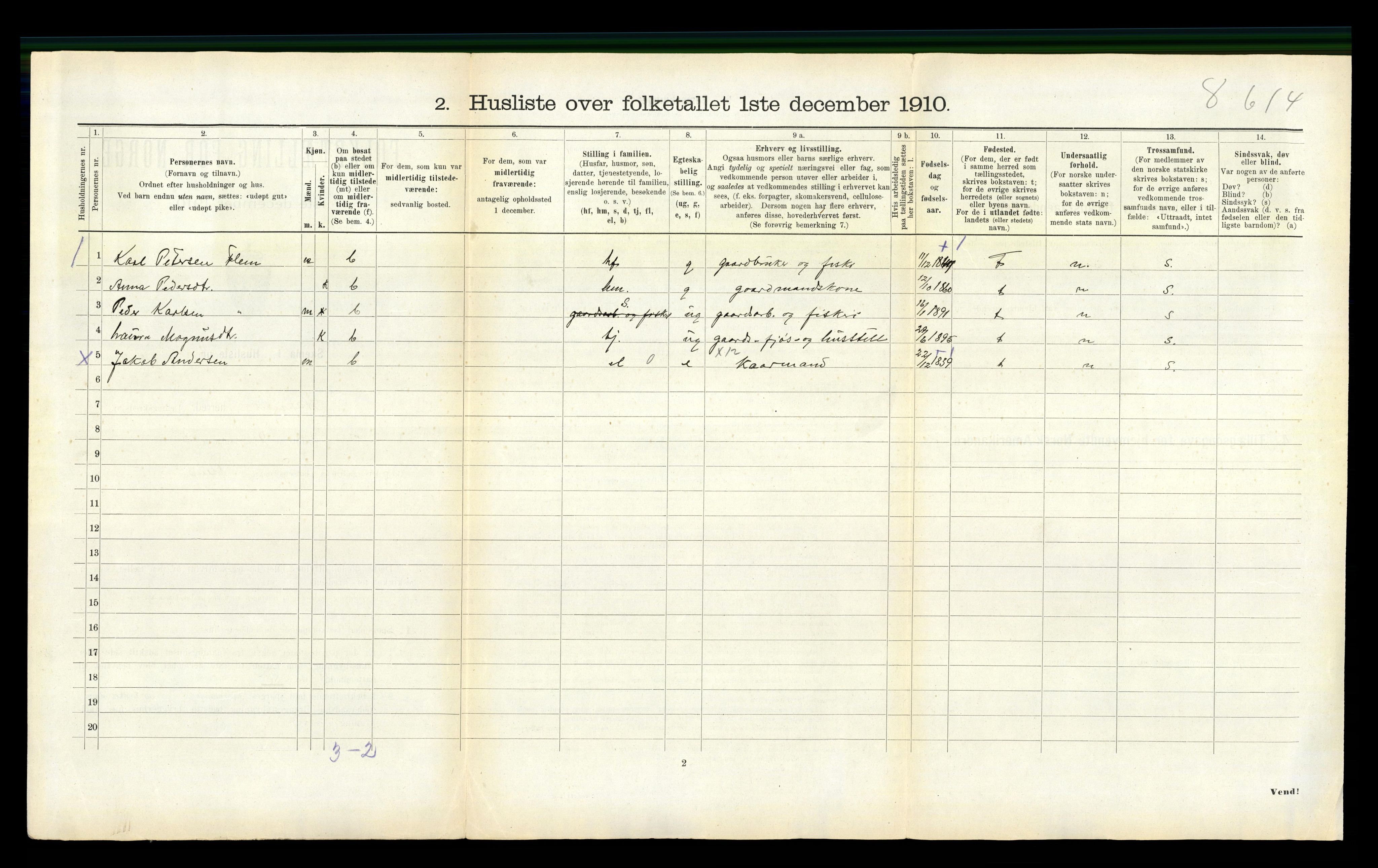 RA, 1910 census for Haram, 1910, p. 160