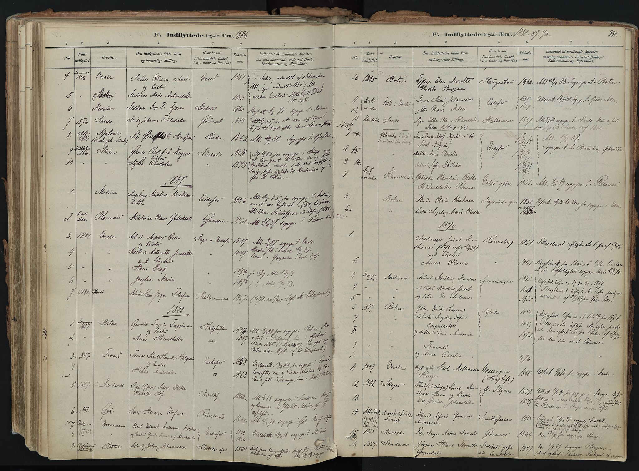 Hof kirkebøker, AV/SAKO-A-64/F/Fa/L0007: Parish register (official) no. I 7, 1878-1940, p. 334