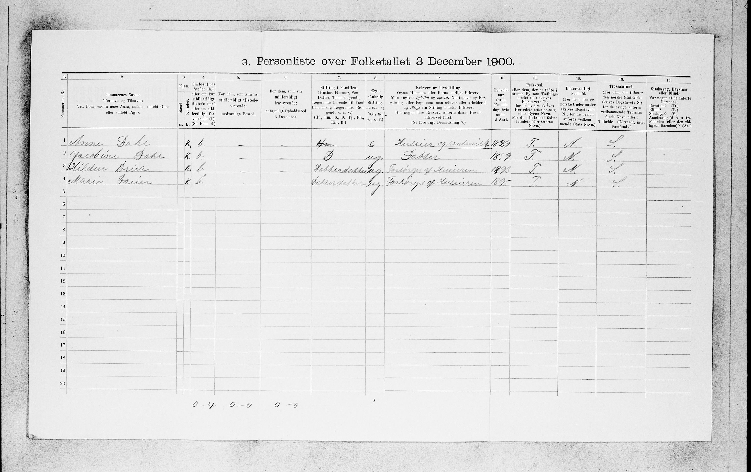 SAB, 1900 census for Bergen, 1900, p. 4729