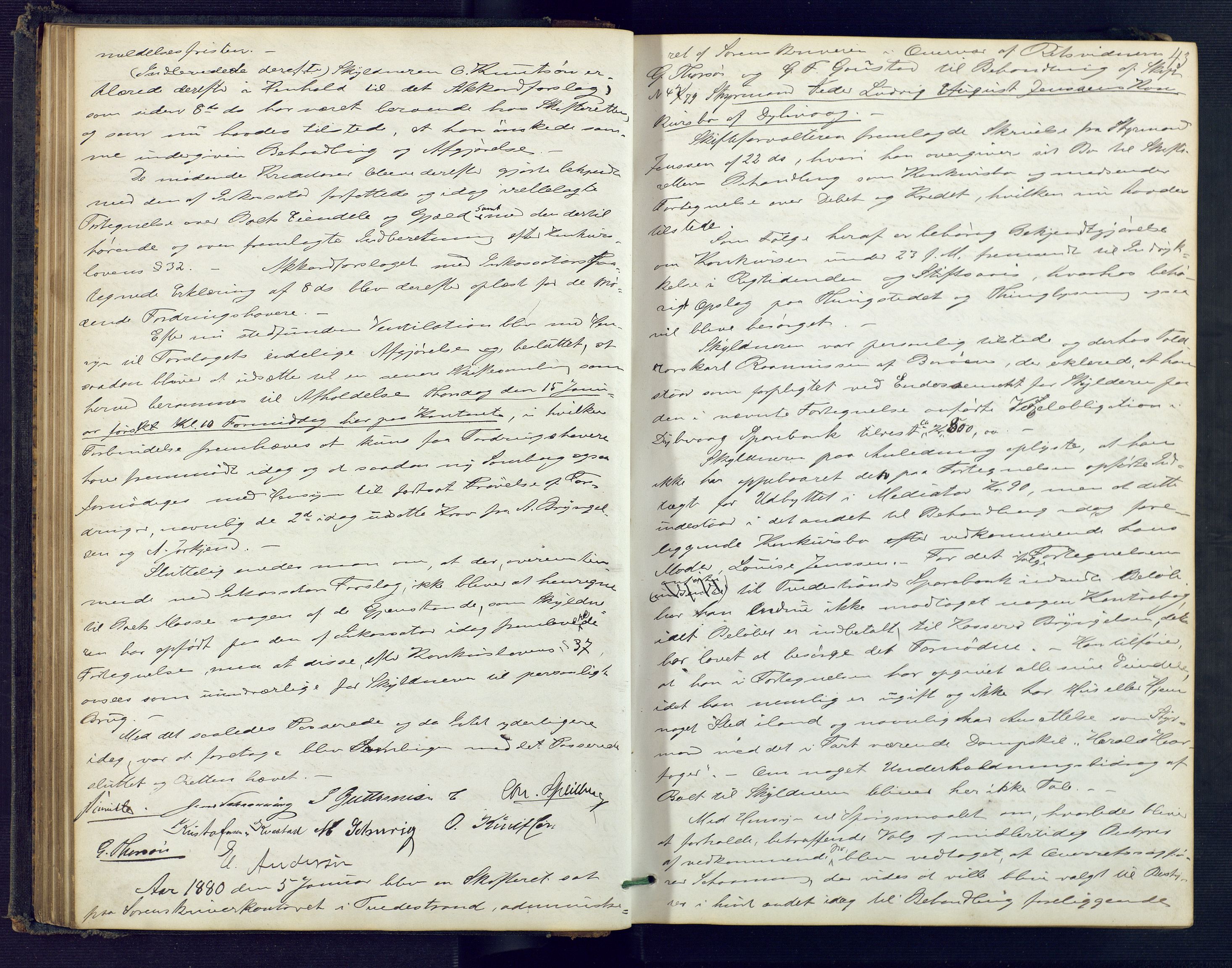 Holt sorenskriveri, AV/SAK-1221-0002/H/Hc/L0016: Skiftebehandlingsprotokoll nr. 7, 1879-1885, p. 42b-43a
