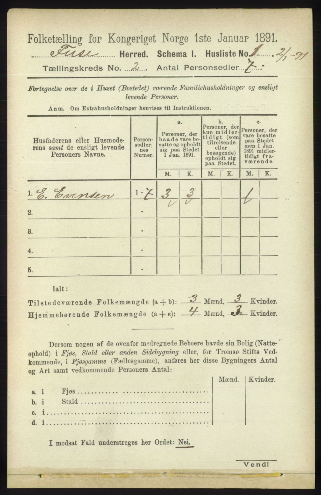RA, 1891 census for 1241 Fusa, 1891, p. 265