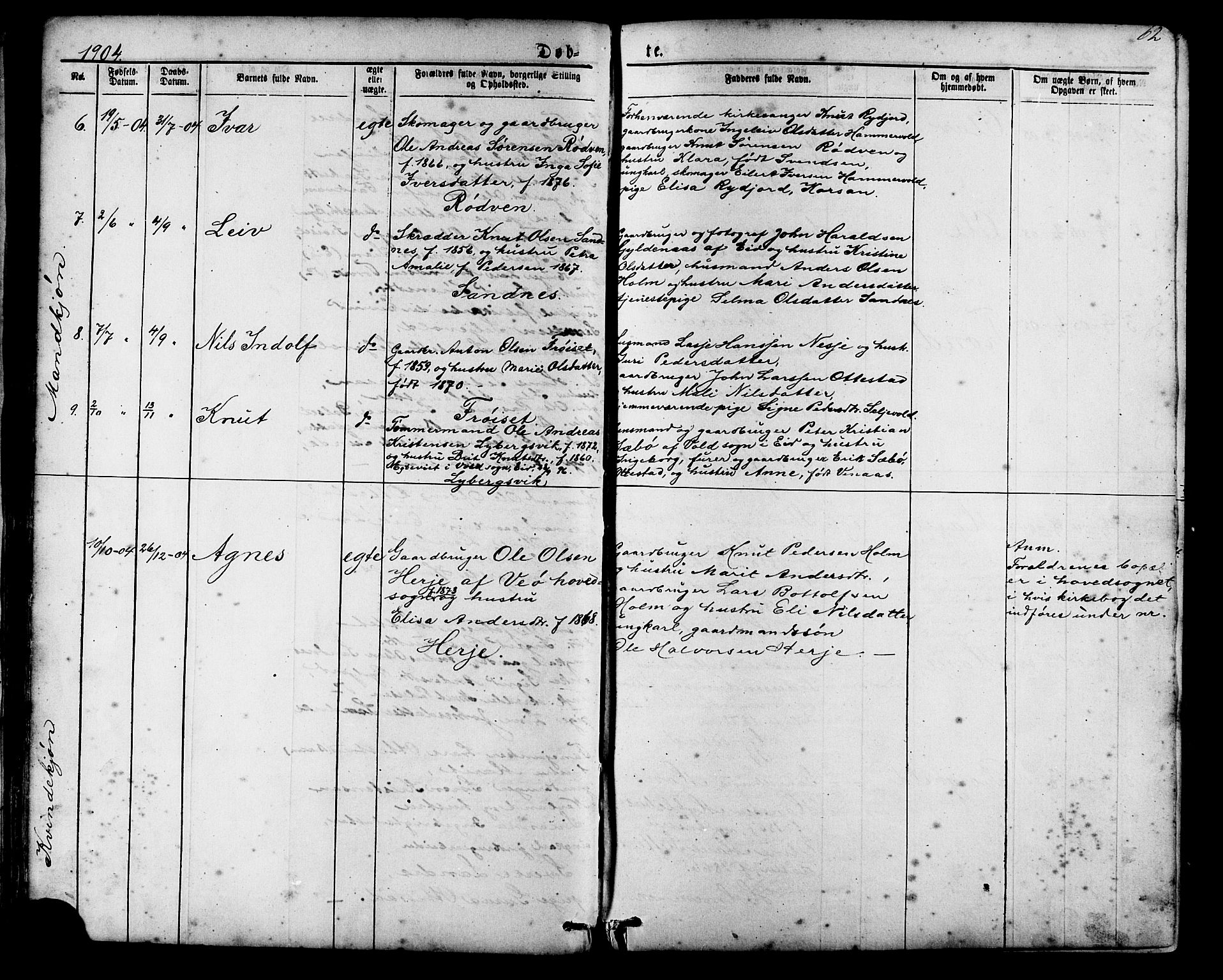 Ministerialprotokoller, klokkerbøker og fødselsregistre - Møre og Romsdal, SAT/A-1454/548/L0614: Parish register (copy) no. 548C02, 1867-1917, p. 62