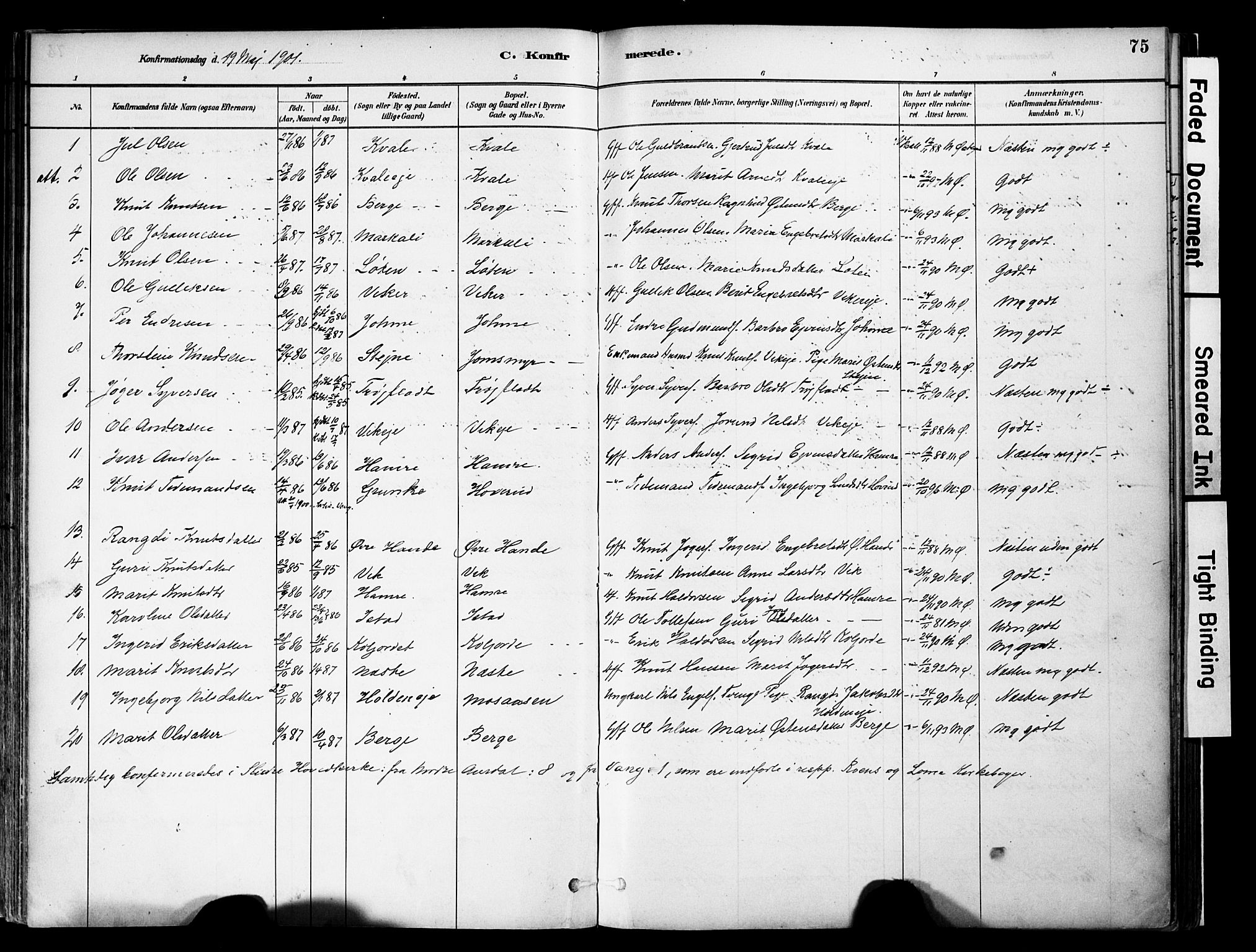 Vestre Slidre prestekontor, SAH/PREST-136/H/Ha/Haa/L0004: Parish register (official) no. 4, 1881-1911, p. 75