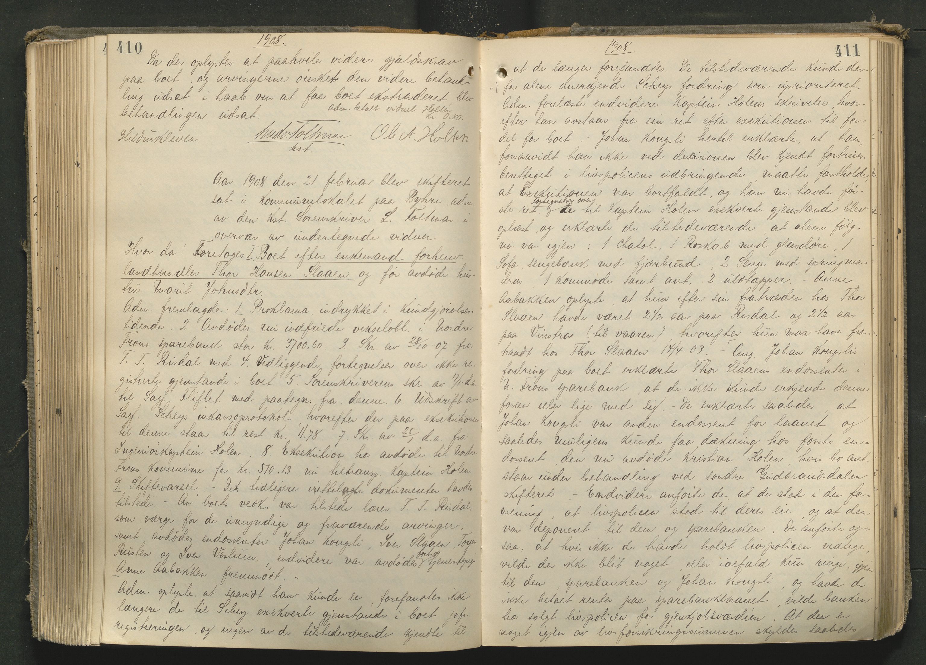 Sør-Gudbrandsdal tingrett, AV/SAH-TING-004/J/Ja/Jad/L0002: Skifteforhandlingsprotokoll - Fron, Ringebu og Øyer, 1895-1916, p. 410-411