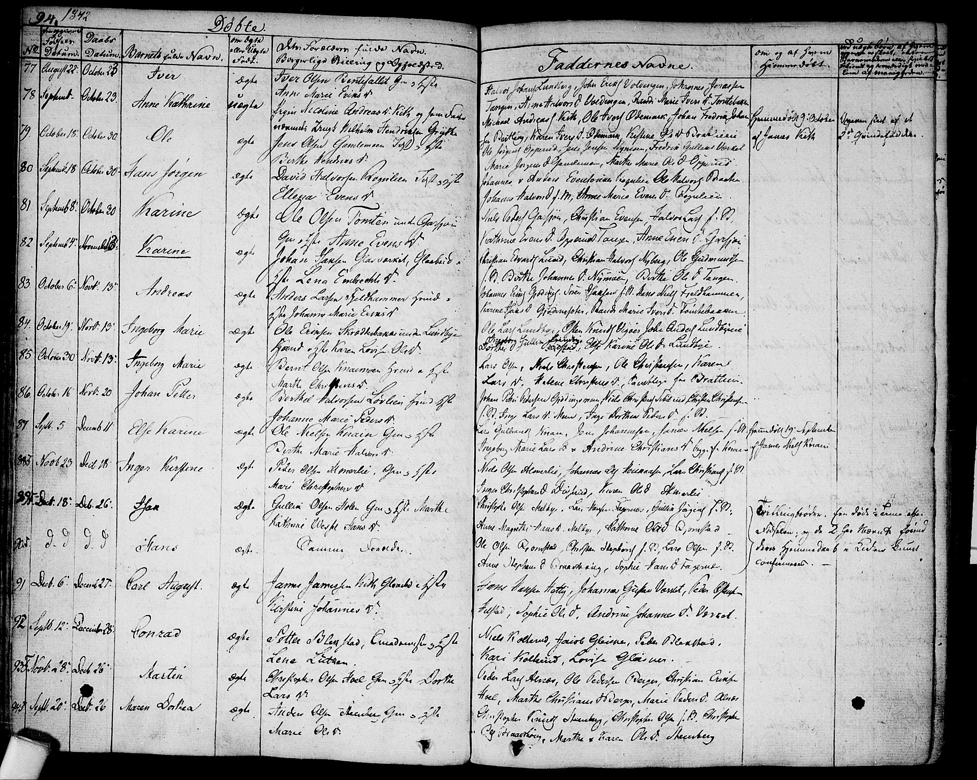 Hurdal prestekontor Kirkebøker, AV/SAO-A-10889/F/Fa/L0004: Parish register (official) no. I 4, 1828-1845, p. 94