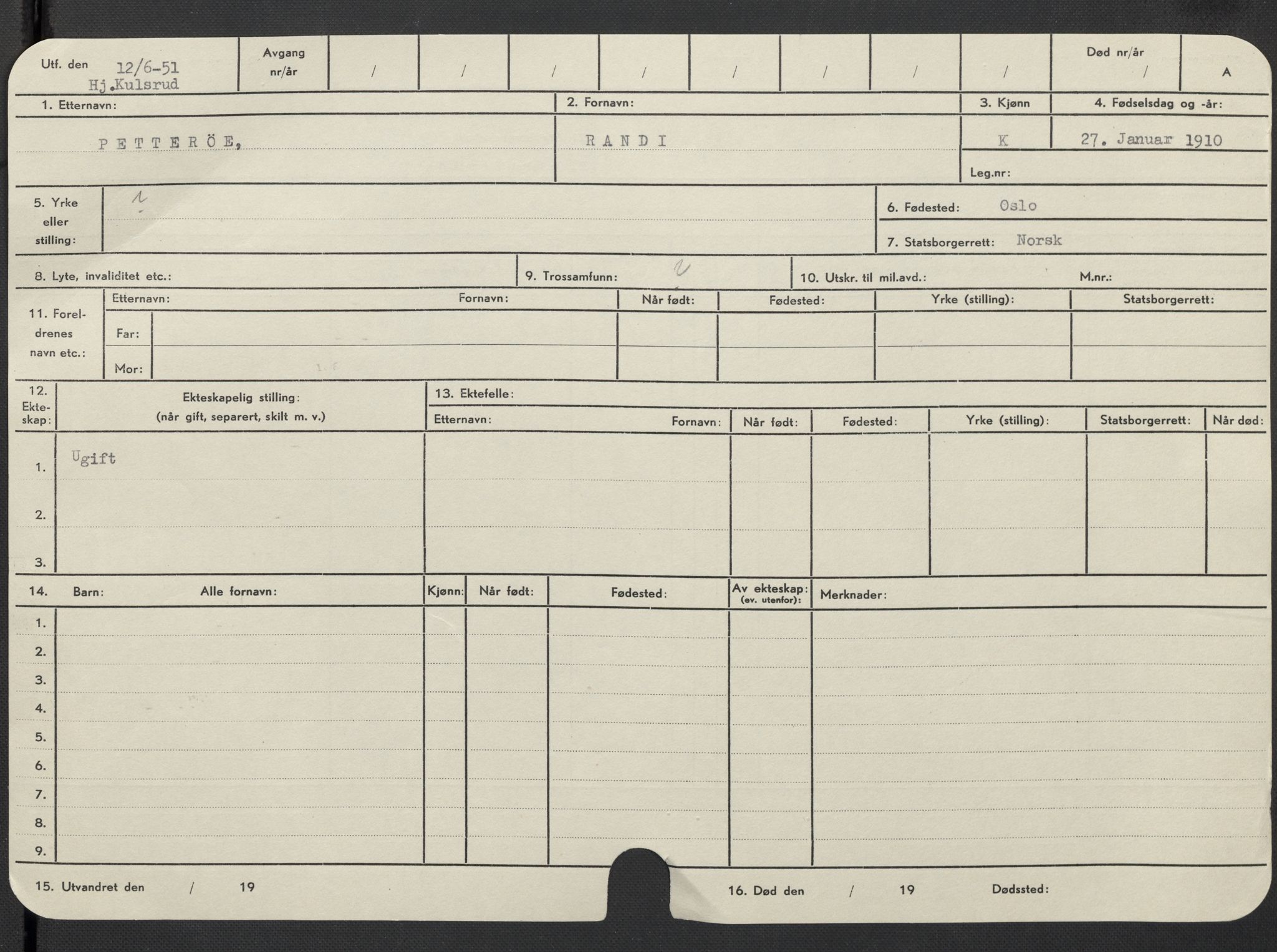 Oslo folkeregister, Registerkort, AV/SAO-A-11715/F/Fa/Fac/L0022: Kvinner, 1906-1914, p. 1076b