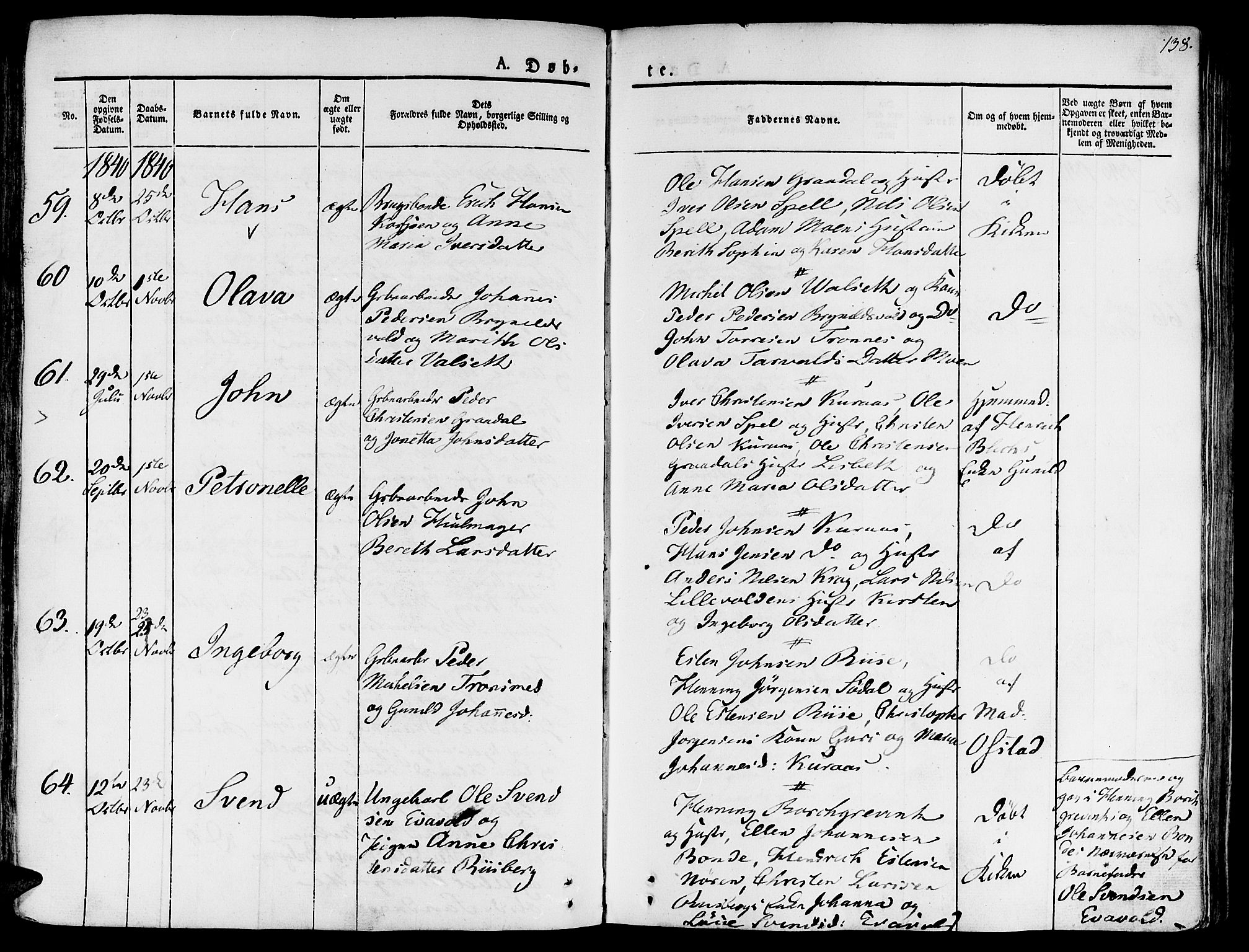 Ministerialprotokoller, klokkerbøker og fødselsregistre - Sør-Trøndelag, AV/SAT-A-1456/681/L0930: Parish register (official) no. 681A08, 1829-1844, p. 138