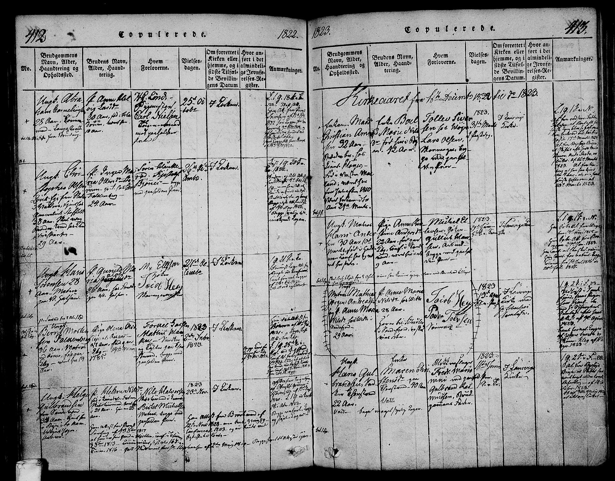 Larvik kirkebøker, AV/SAKO-A-352/F/Fa/L0001: Parish register (official) no. I 1, 1814-1825, p. 412-413