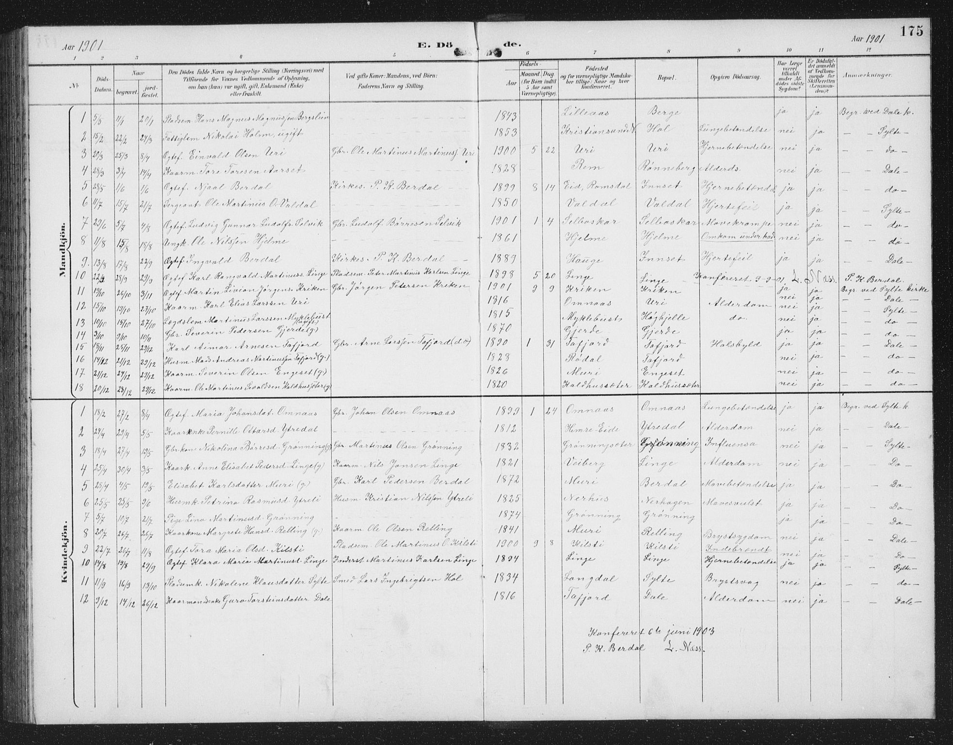 Ministerialprotokoller, klokkerbøker og fødselsregistre - Møre og Romsdal, SAT/A-1454/519/L0264: Parish register (copy) no. 519C05, 1892-1910, p. 175