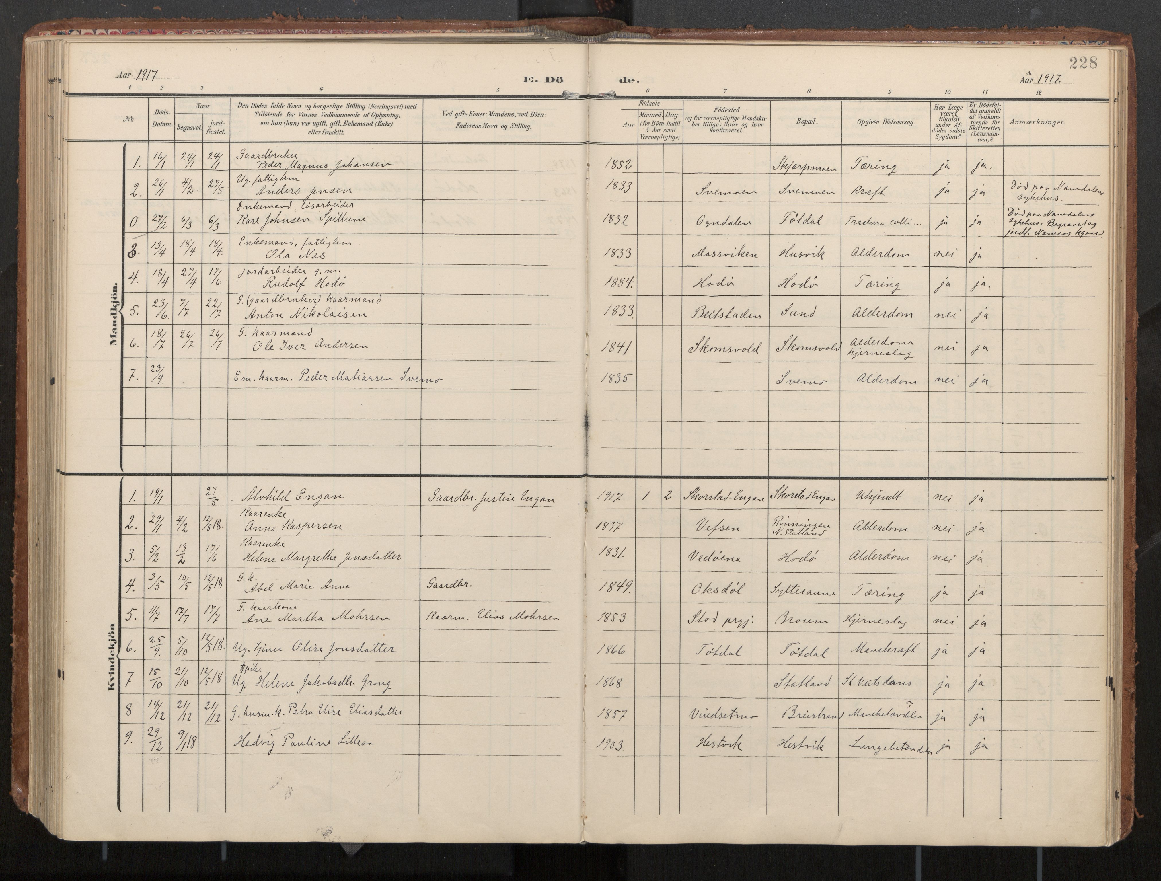 Ministerialprotokoller, klokkerbøker og fødselsregistre - Nord-Trøndelag, AV/SAT-A-1458/774/L0629: Parish register (official), 1904-1926, p. 228