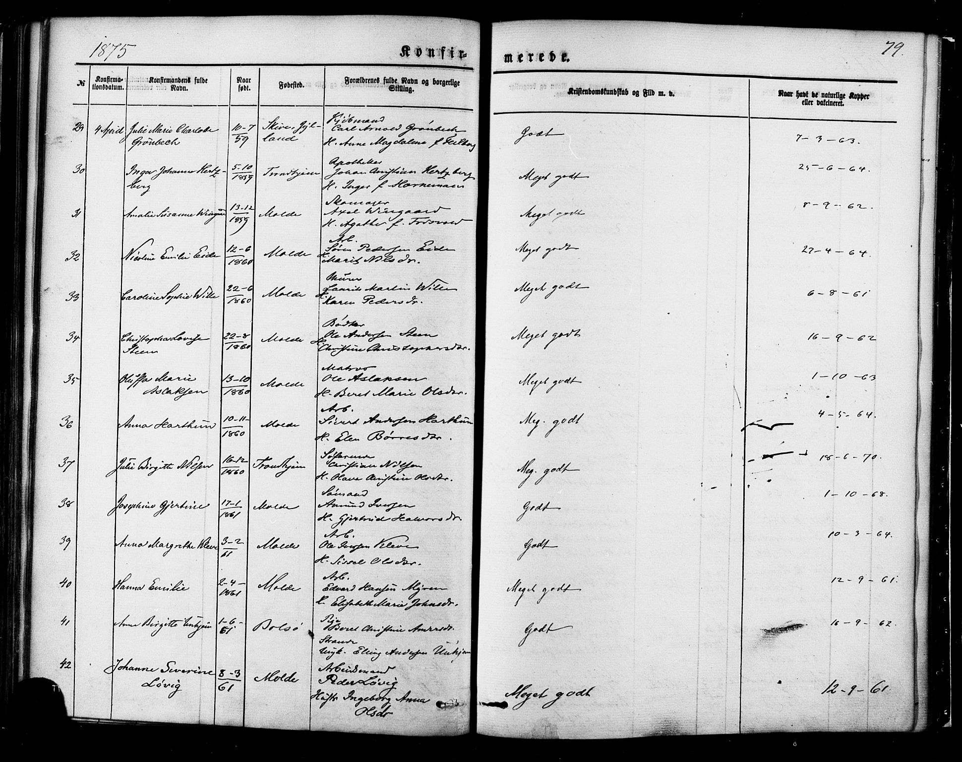 Ministerialprotokoller, klokkerbøker og fødselsregistre - Møre og Romsdal, AV/SAT-A-1454/558/L0691: Parish register (official) no. 558A05, 1873-1886, p. 79