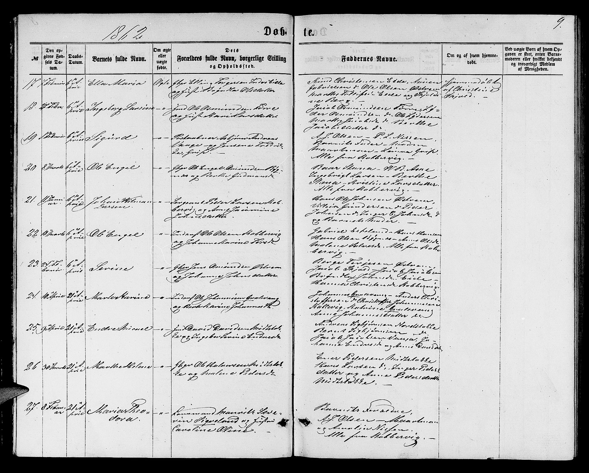 Avaldsnes sokneprestkontor, AV/SAST-A -101851/H/Ha/Hab/L0004: Parish register (copy) no. B 4, 1861-1876, p. 9