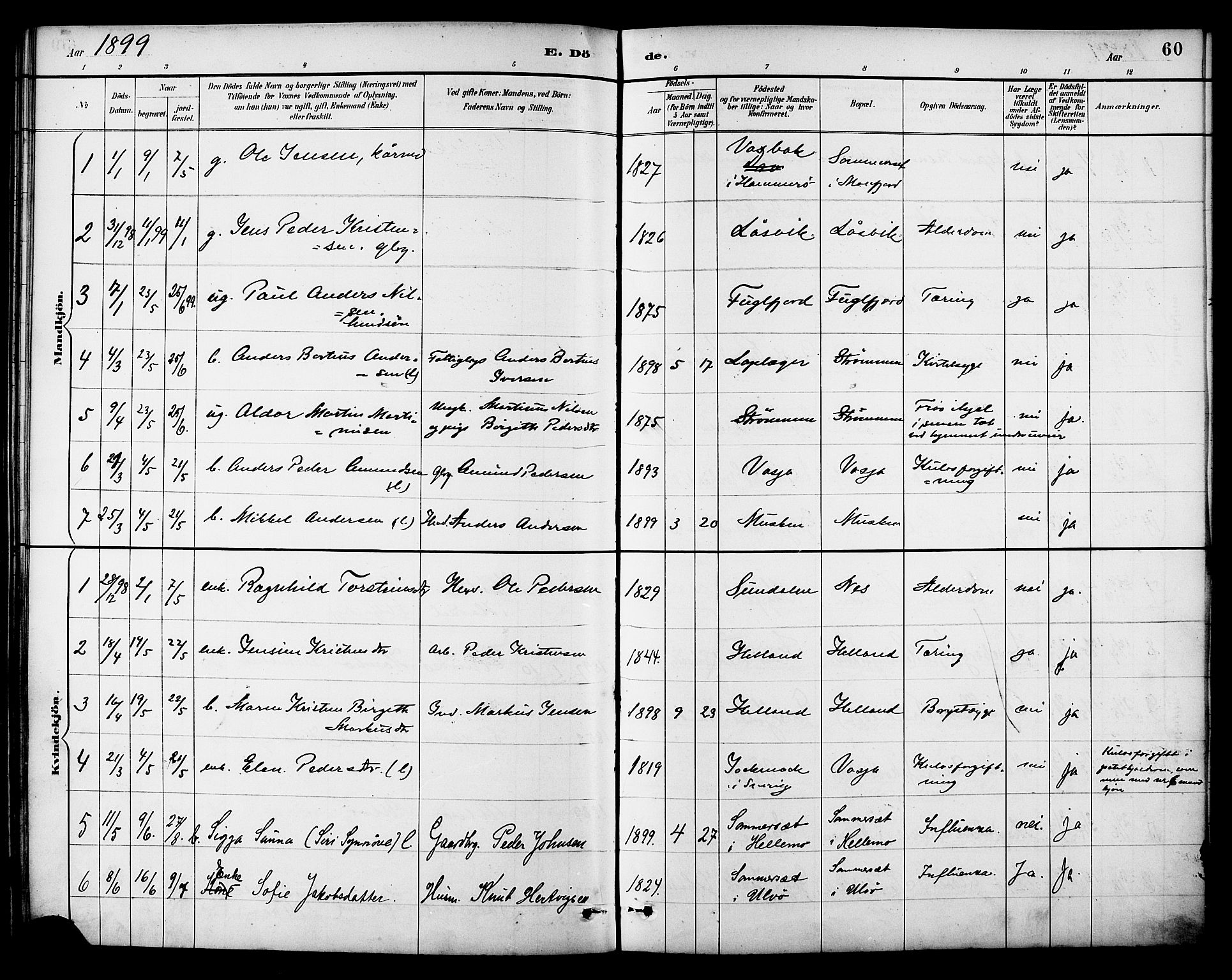 Ministerialprotokoller, klokkerbøker og fødselsregistre - Nordland, AV/SAT-A-1459/861/L0870: Parish register (official) no. 861A05, 1889-1903, p. 60