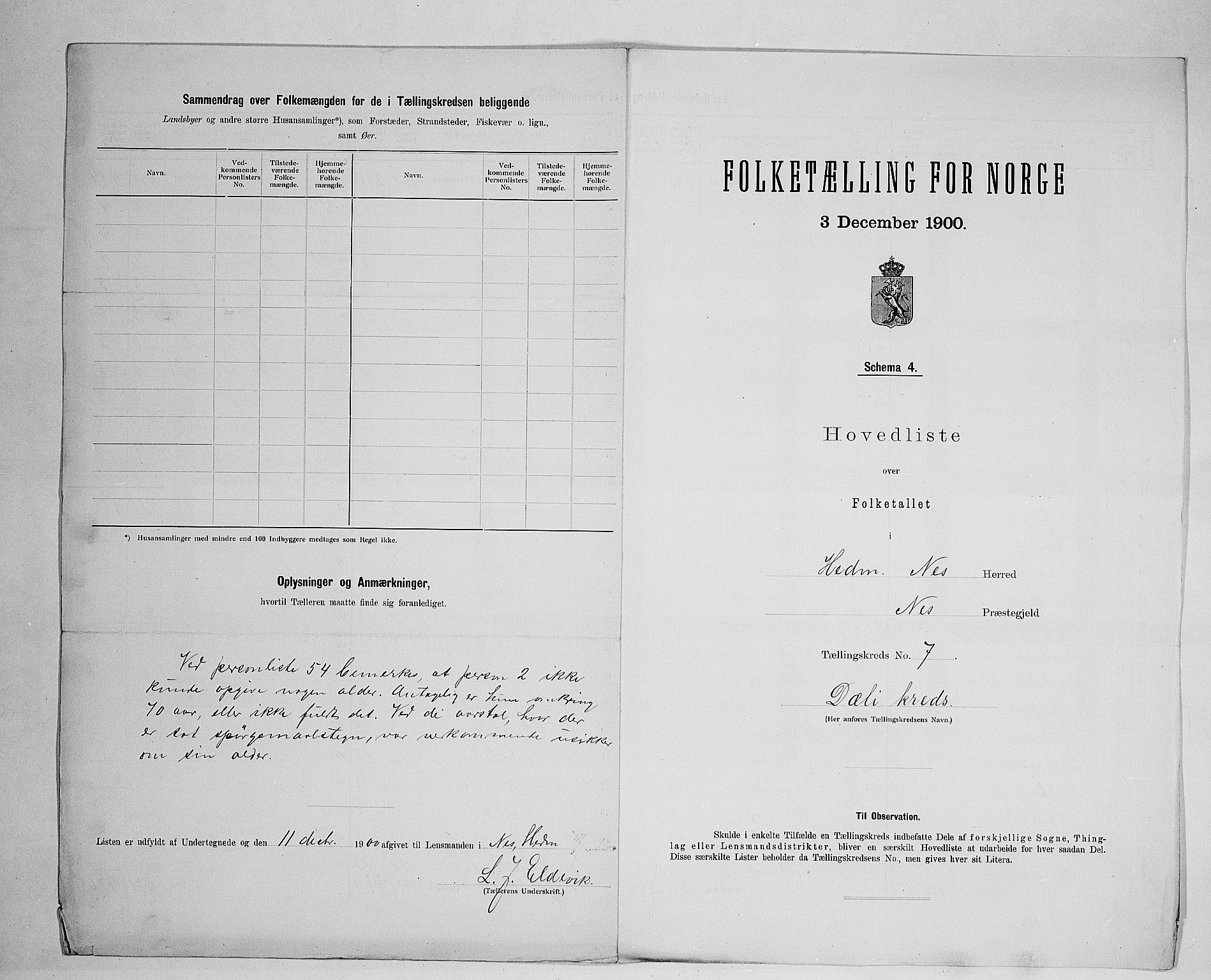 SAH, 1900 census for Nes, 1900, p. 33