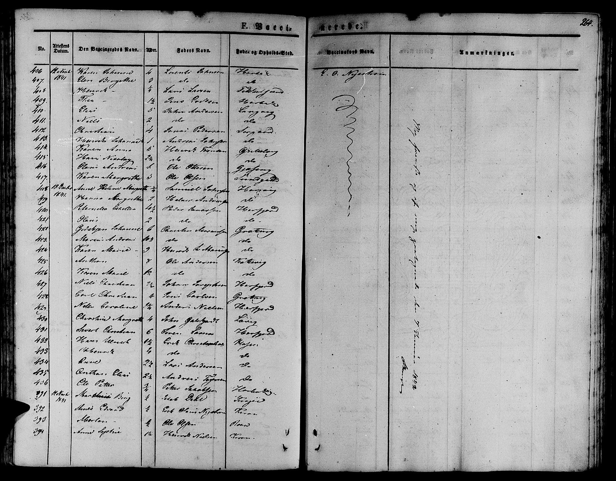 Ministerialprotokoller, klokkerbøker og fødselsregistre - Sør-Trøndelag, SAT/A-1456/657/L0703: Parish register (official) no. 657A04, 1831-1846, p. 264