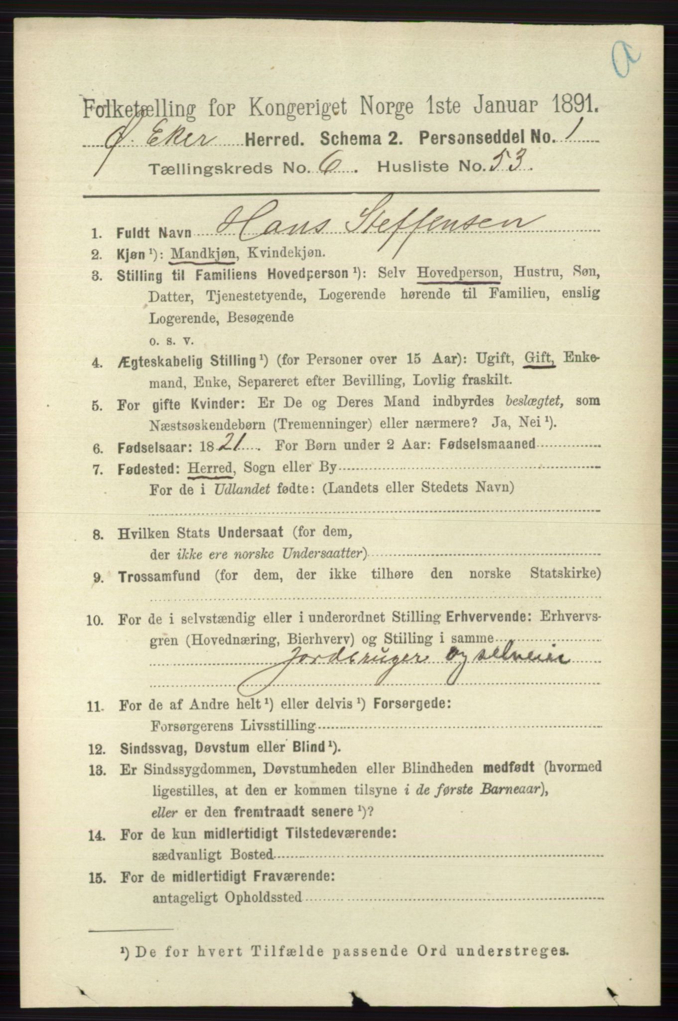 RA, 1891 census for 0624 Øvre Eiker, 1891, p. 2535