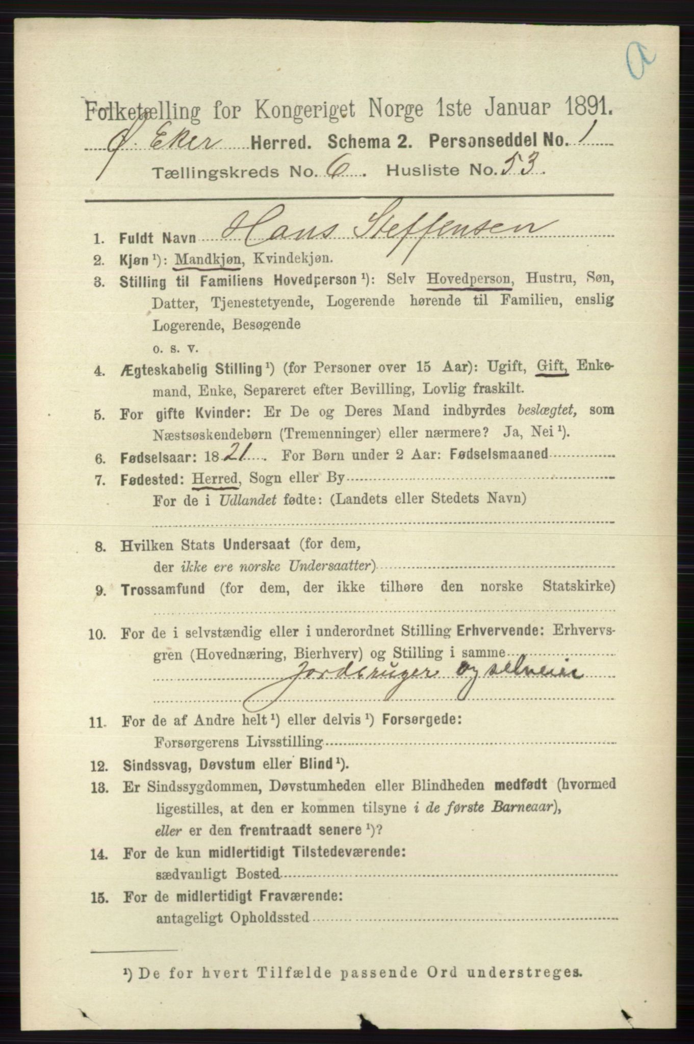 RA, 1891 census for 0624 Øvre Eiker, 1891, p. 2535
