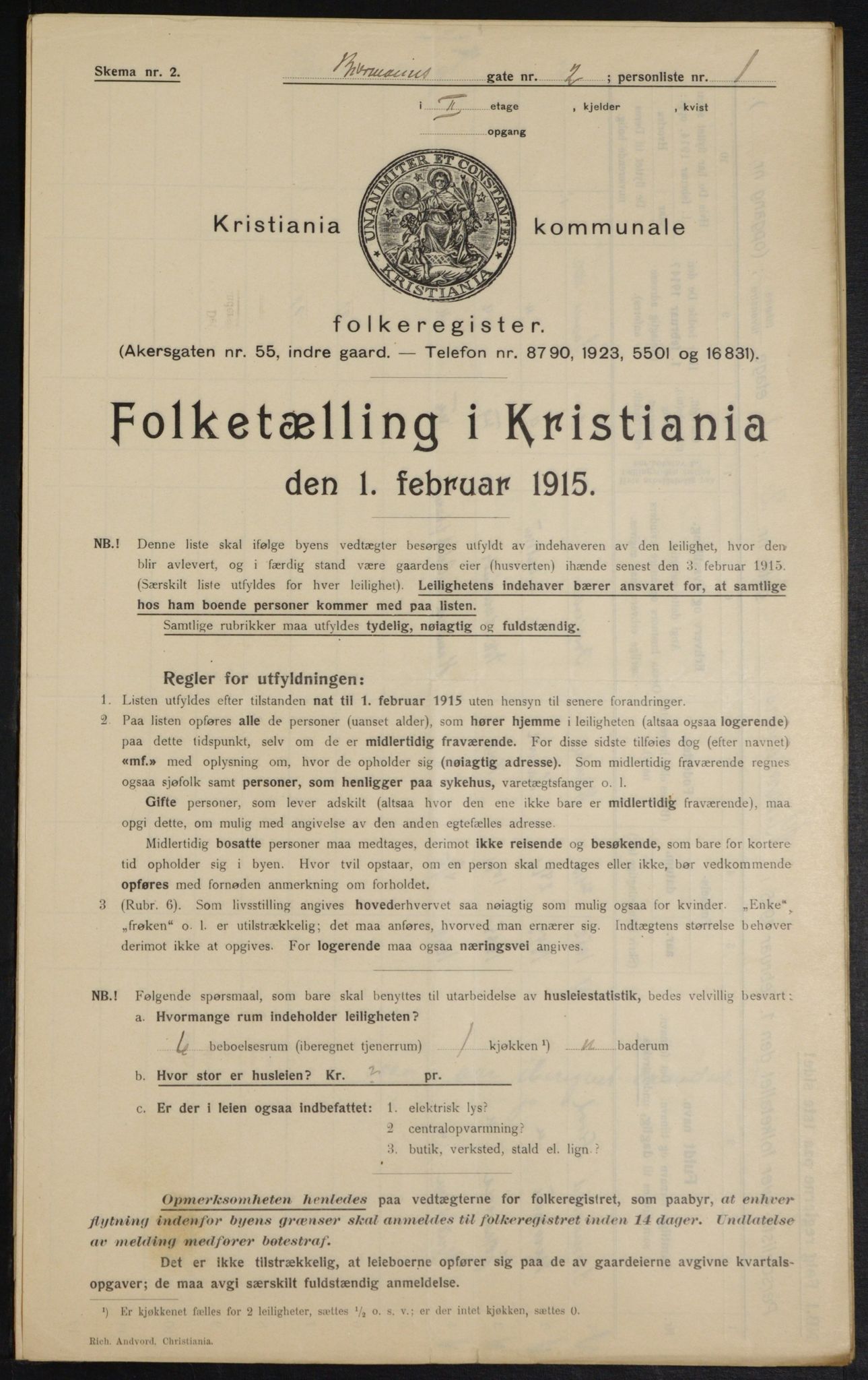 OBA, Municipal Census 1915 for Kristiania, 1915, p. 4828