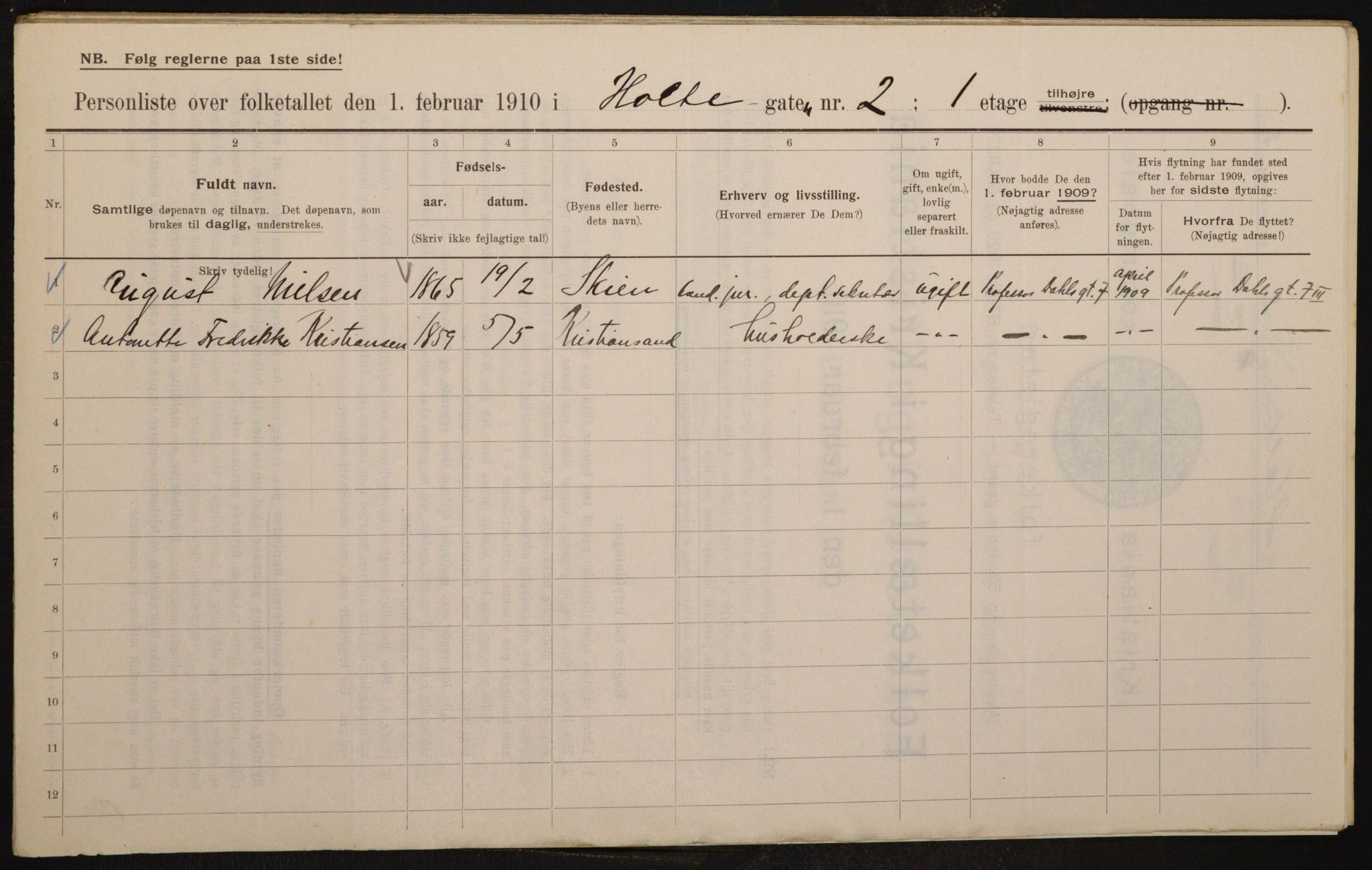 OBA, Municipal Census 1910 for Kristiania, 1910, p. 40345