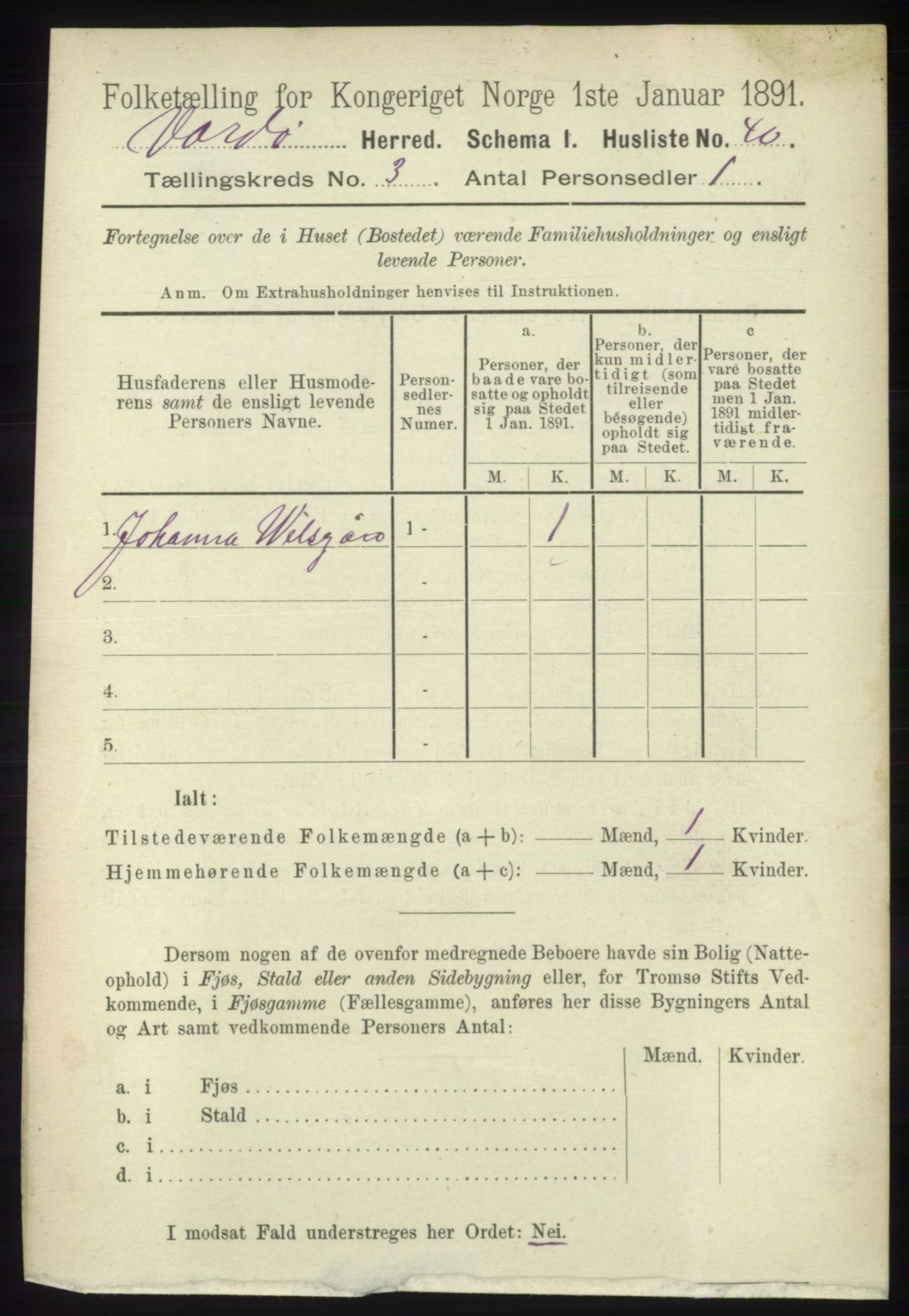 RA, 1891 census for 2028 Vardø, 1891, p. 820