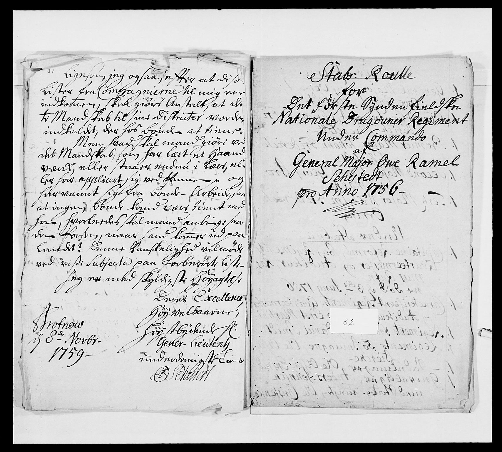 Kommanderende general (KG I) med Det norske krigsdirektorium, AV/RA-EA-5419/E/Ea/L0475: 1. Sønnafjelske dragonregiment, 1663-1759, p. 348