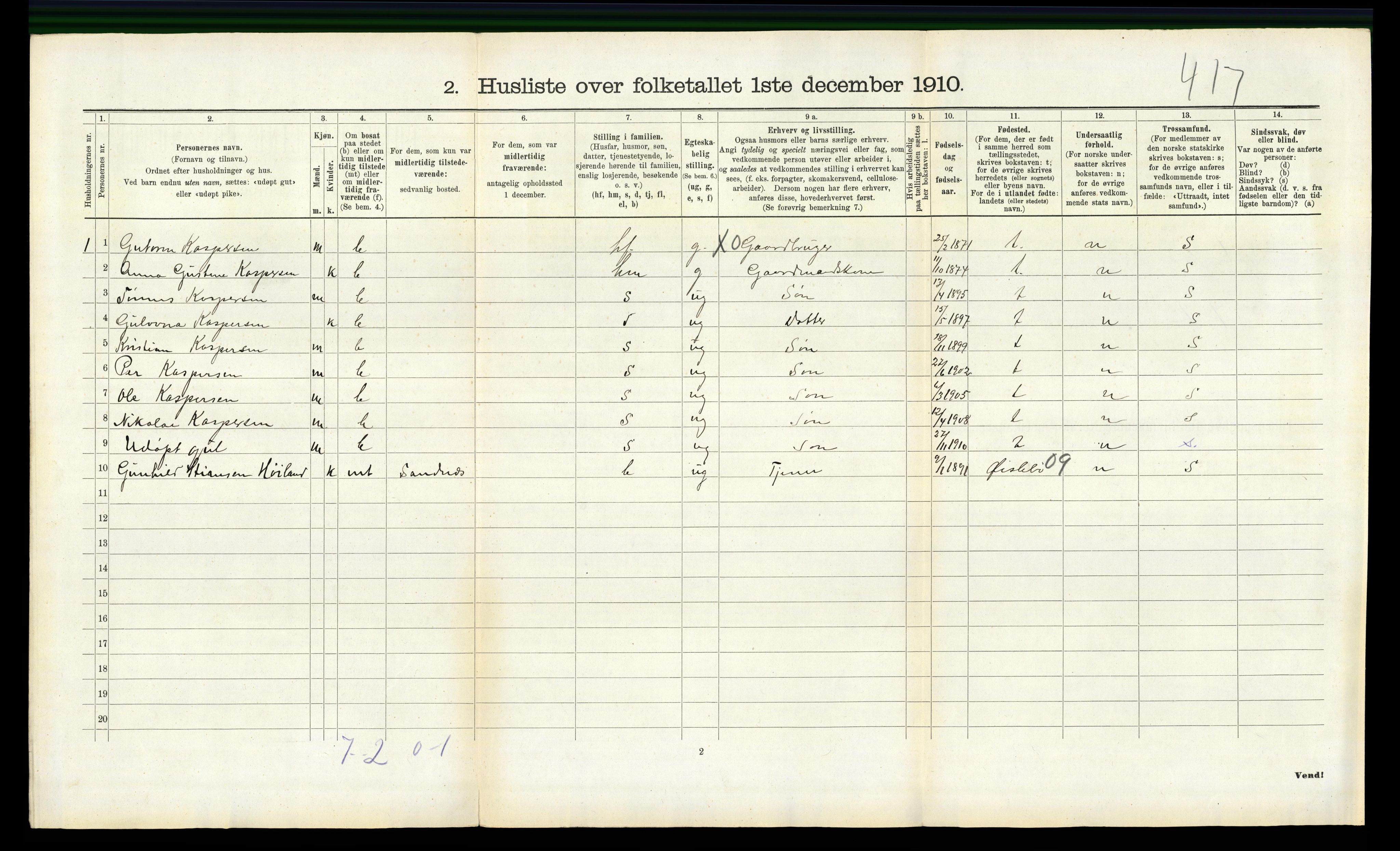 RA, 1910 census for Halse og Harkmark, 1910, p. 749