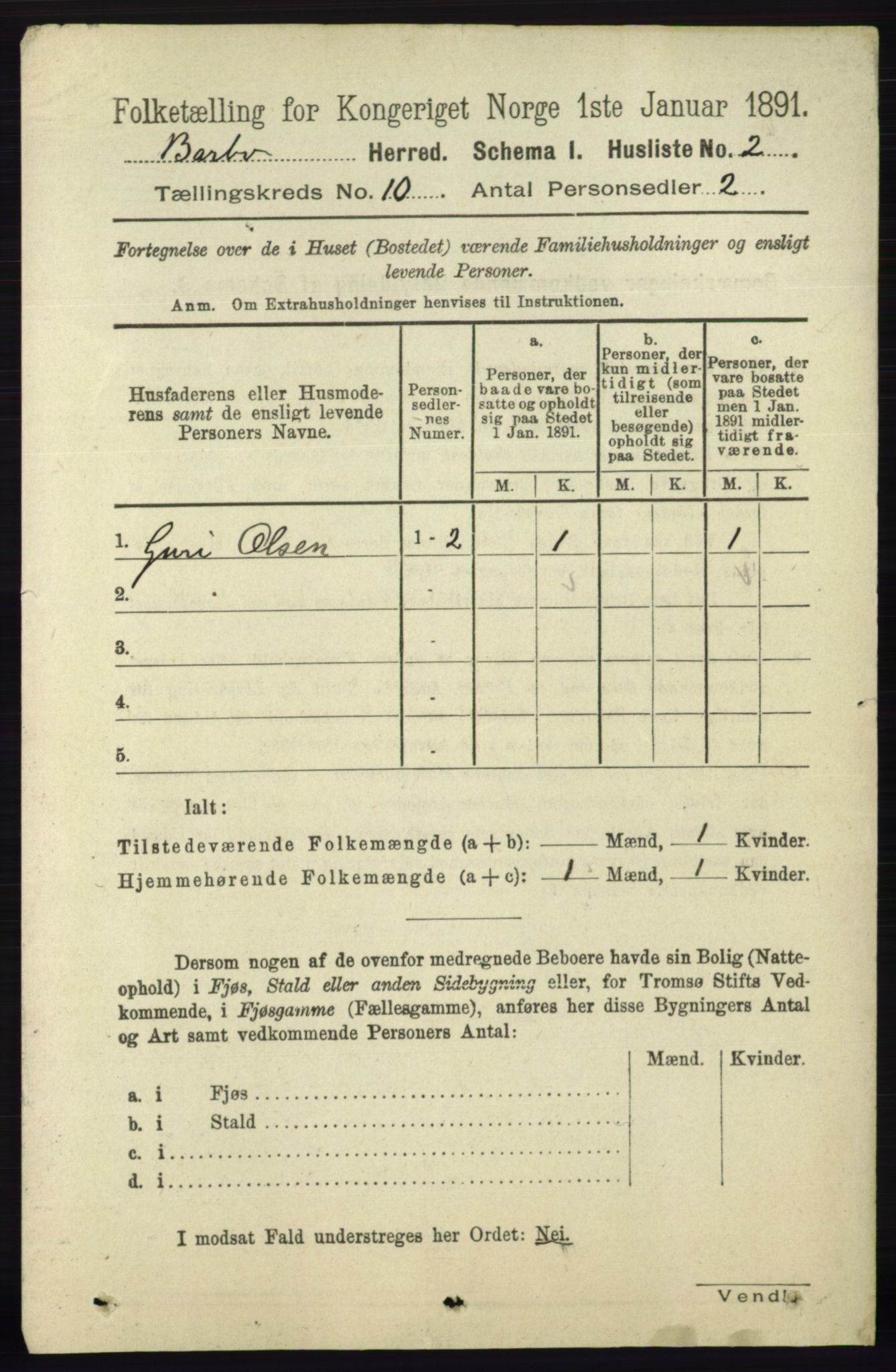 RA, 1891 census for 0990 Barbu, 1891, p. 7801