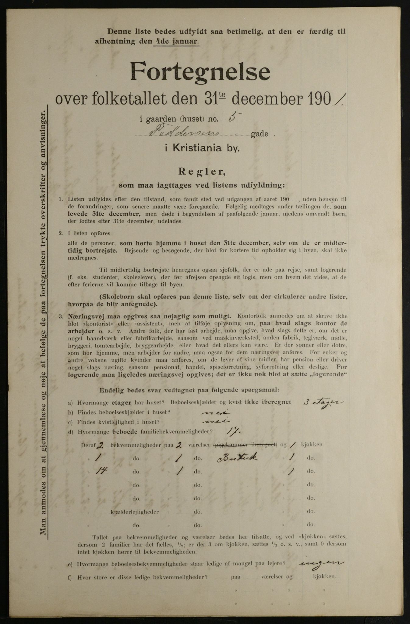 OBA, Municipal Census 1901 for Kristiania, 1901, p. 3877