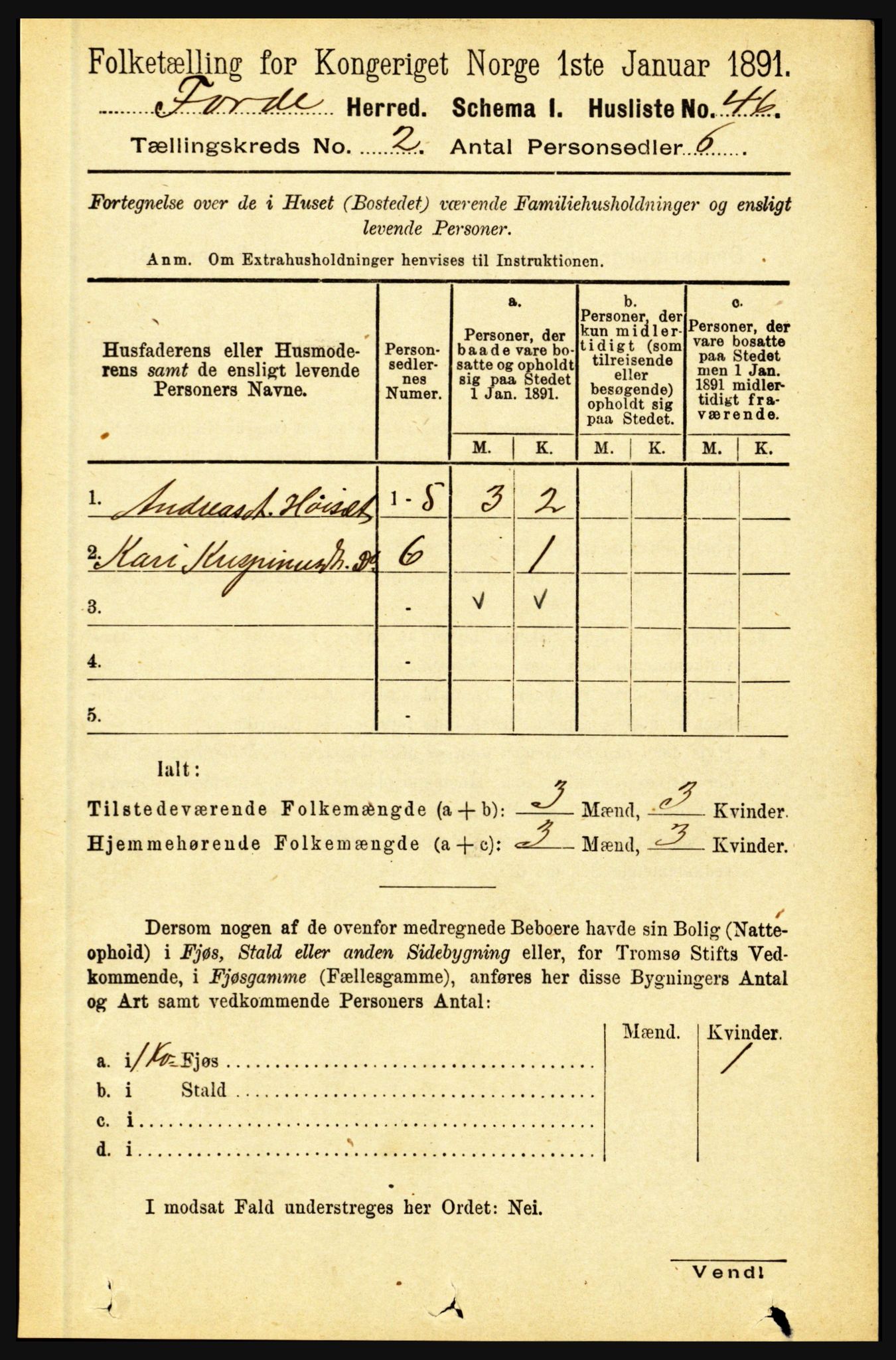 RA, 1891 census for 1432 Førde, 1891, p. 449