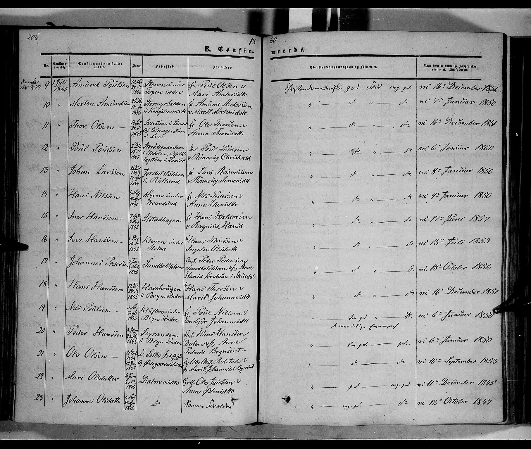 Nord-Fron prestekontor, SAH/PREST-080/H/Ha/Haa/L0001: Parish register (official) no. 1, 1851-1864, p. 206