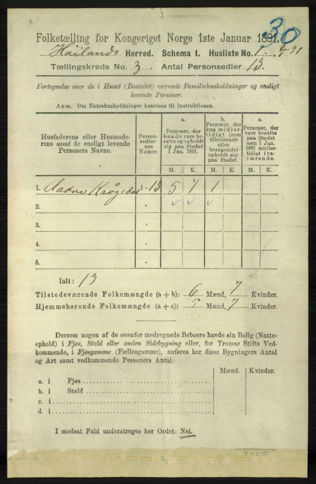 RA, 1891 census for 1123 Høyland, 1891, p. 625