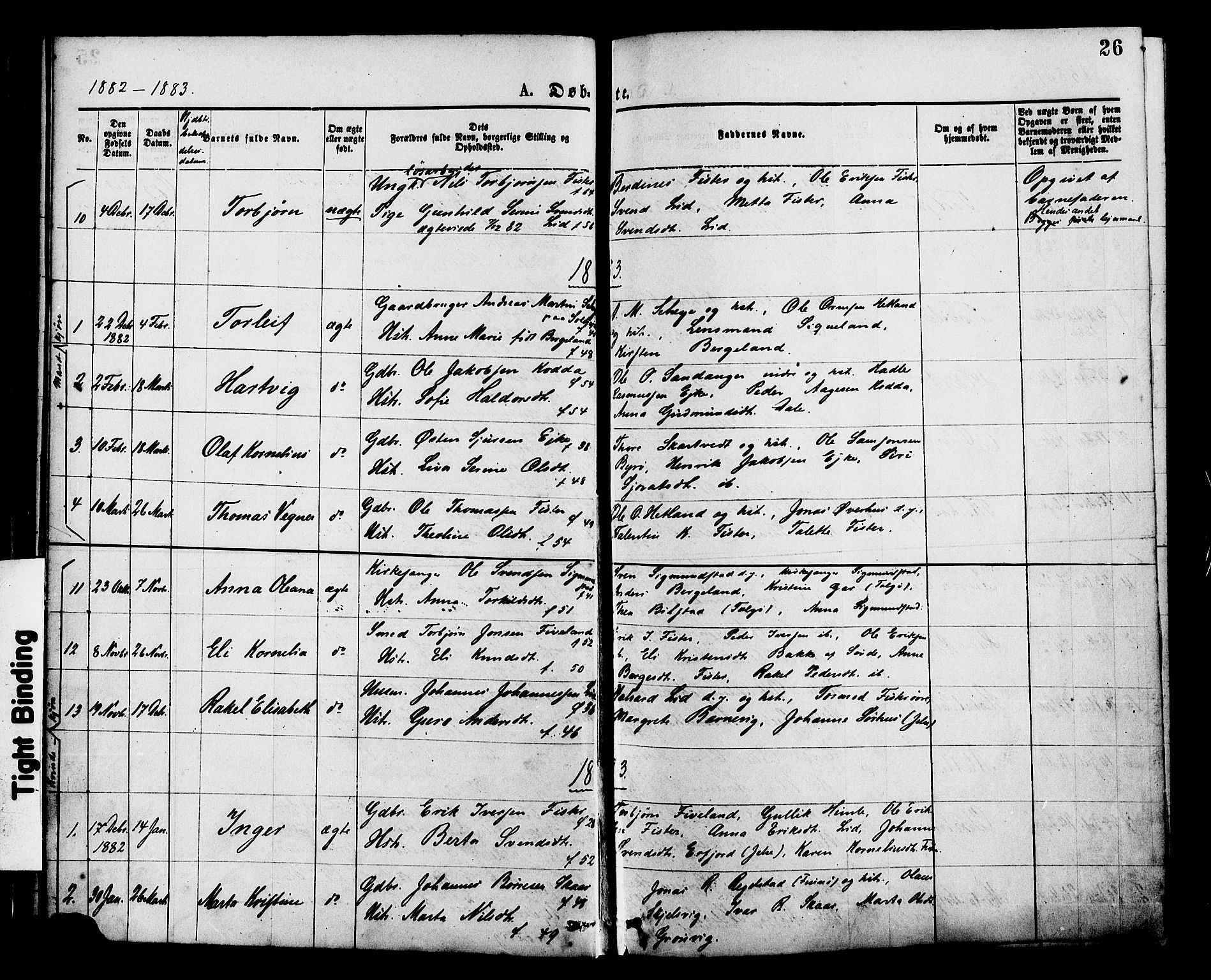 Hjelmeland sokneprestkontor, SAST/A-101843/01/IV/L0013: Parish register (official) no. A 13, 1872-1886, p. 26