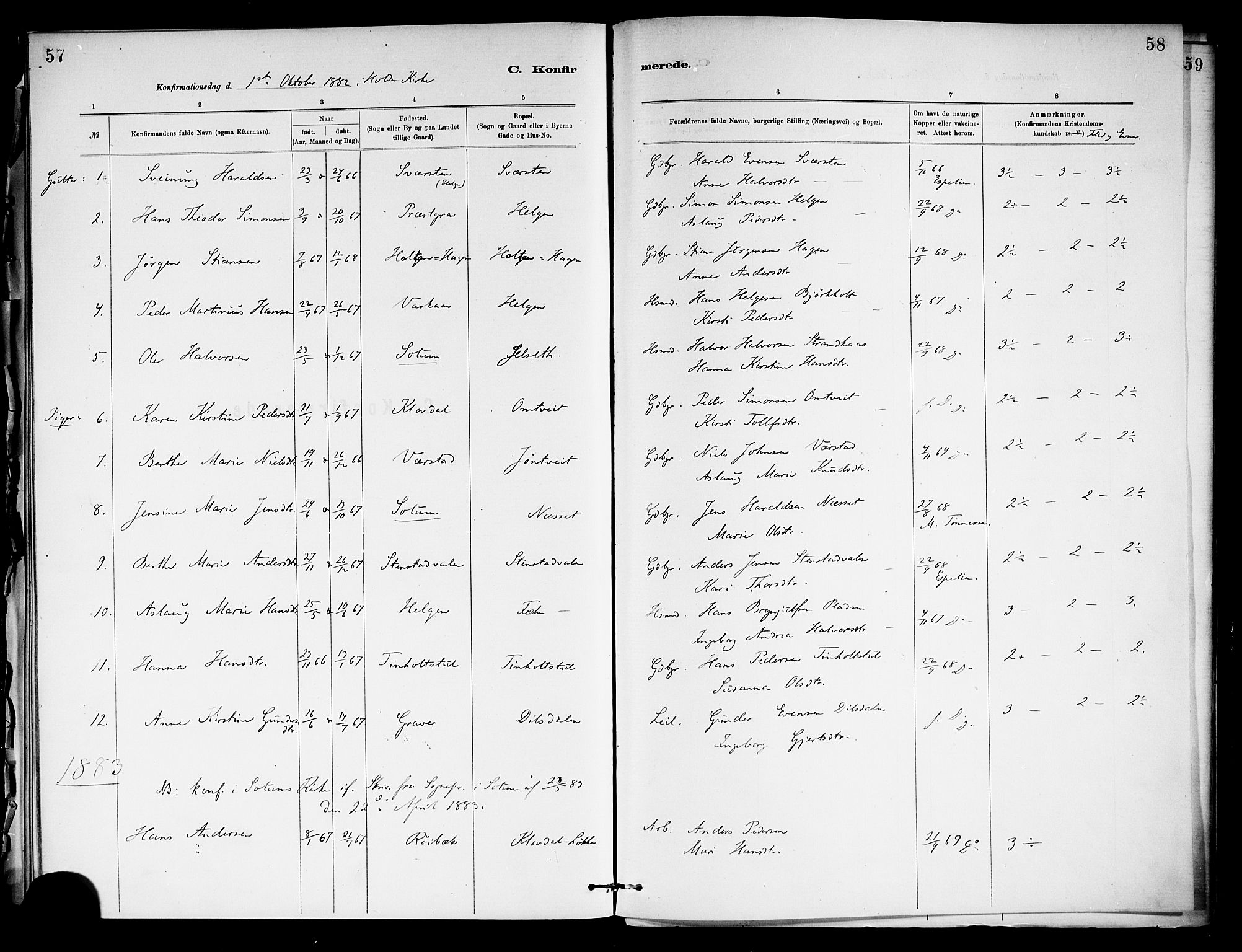 Holla kirkebøker, SAKO/A-272/F/Fa/L0009: Parish register (official) no. 9, 1881-1897, p. 57
