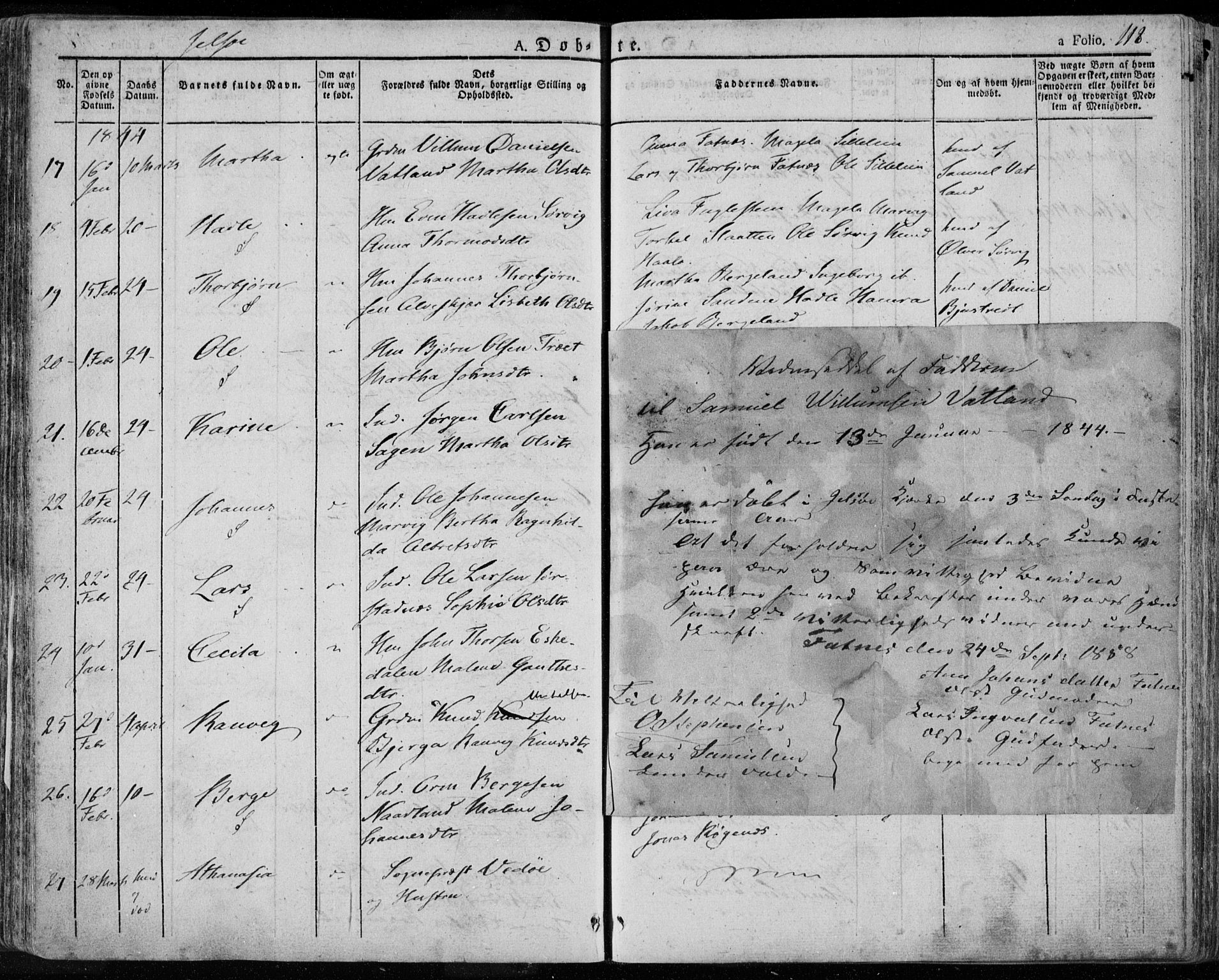 Jelsa sokneprestkontor, AV/SAST-A-101842/01/IV: Parish register (official) no. A 6.1, 1828-1853, p. 118