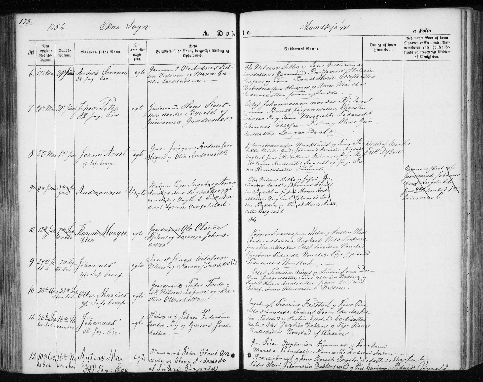Ministerialprotokoller, klokkerbøker og fødselsregistre - Nord-Trøndelag, SAT/A-1458/717/L0154: Parish register (official) no. 717A07 /3, 1850-1862, p. 173