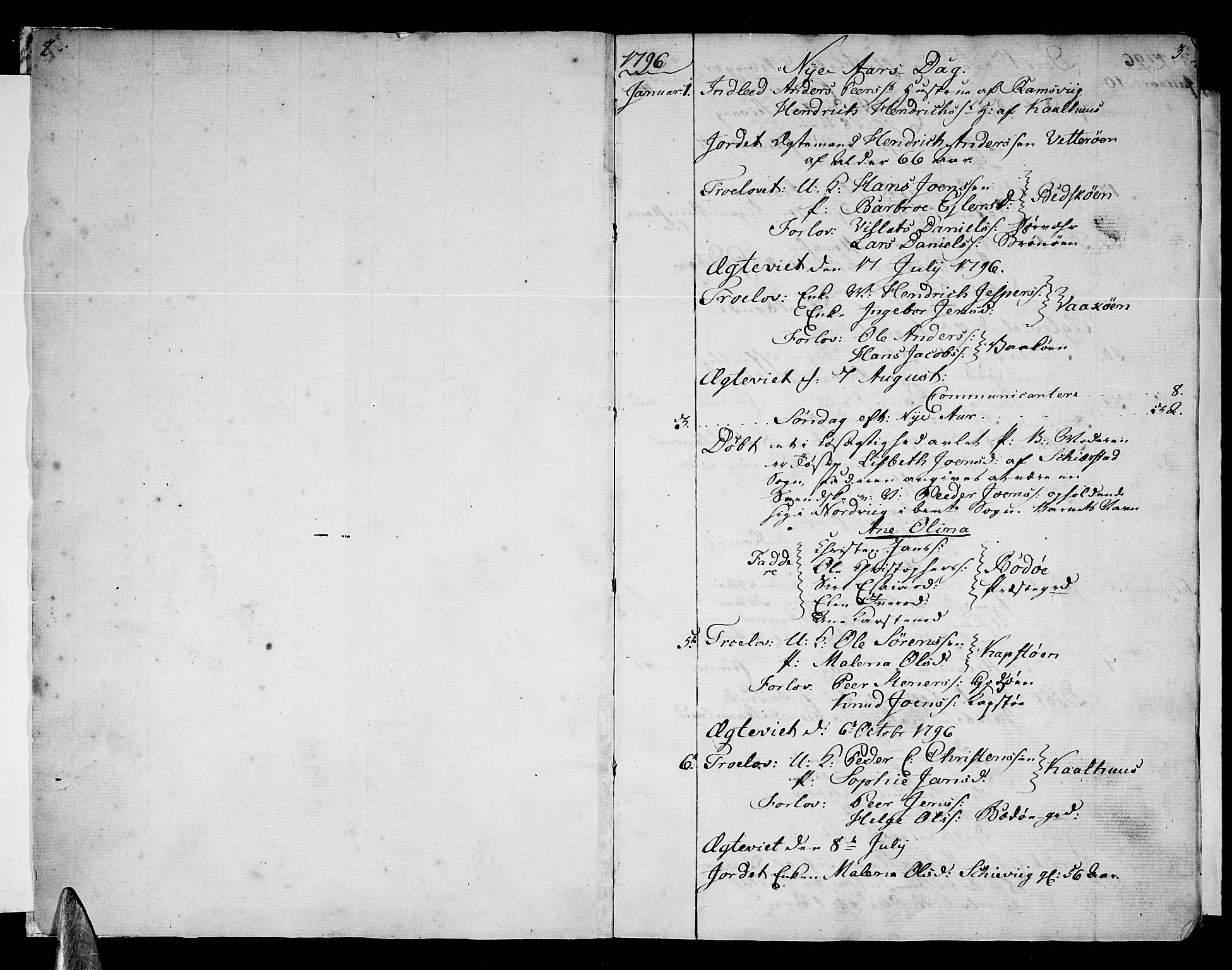 Ministerialprotokoller, klokkerbøker og fødselsregistre - Nordland, SAT/A-1459/801/L0004: Parish register (official) no. 801A04, 1796-1817, p. 2-3