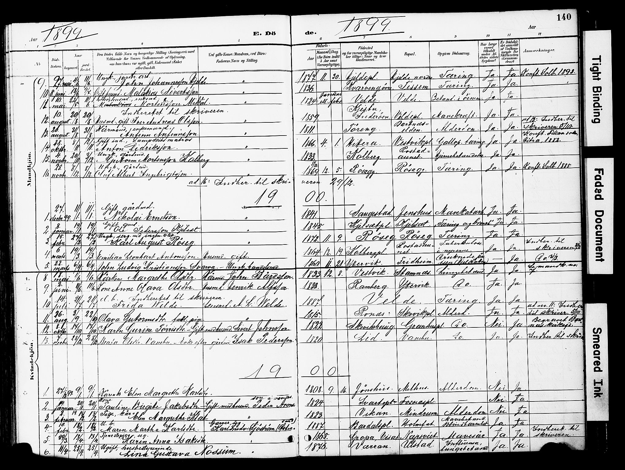 Ministerialprotokoller, klokkerbøker og fødselsregistre - Nord-Trøndelag, SAT/A-1458/741/L0396: Parish register (official) no. 741A10, 1889-1901, p. 140