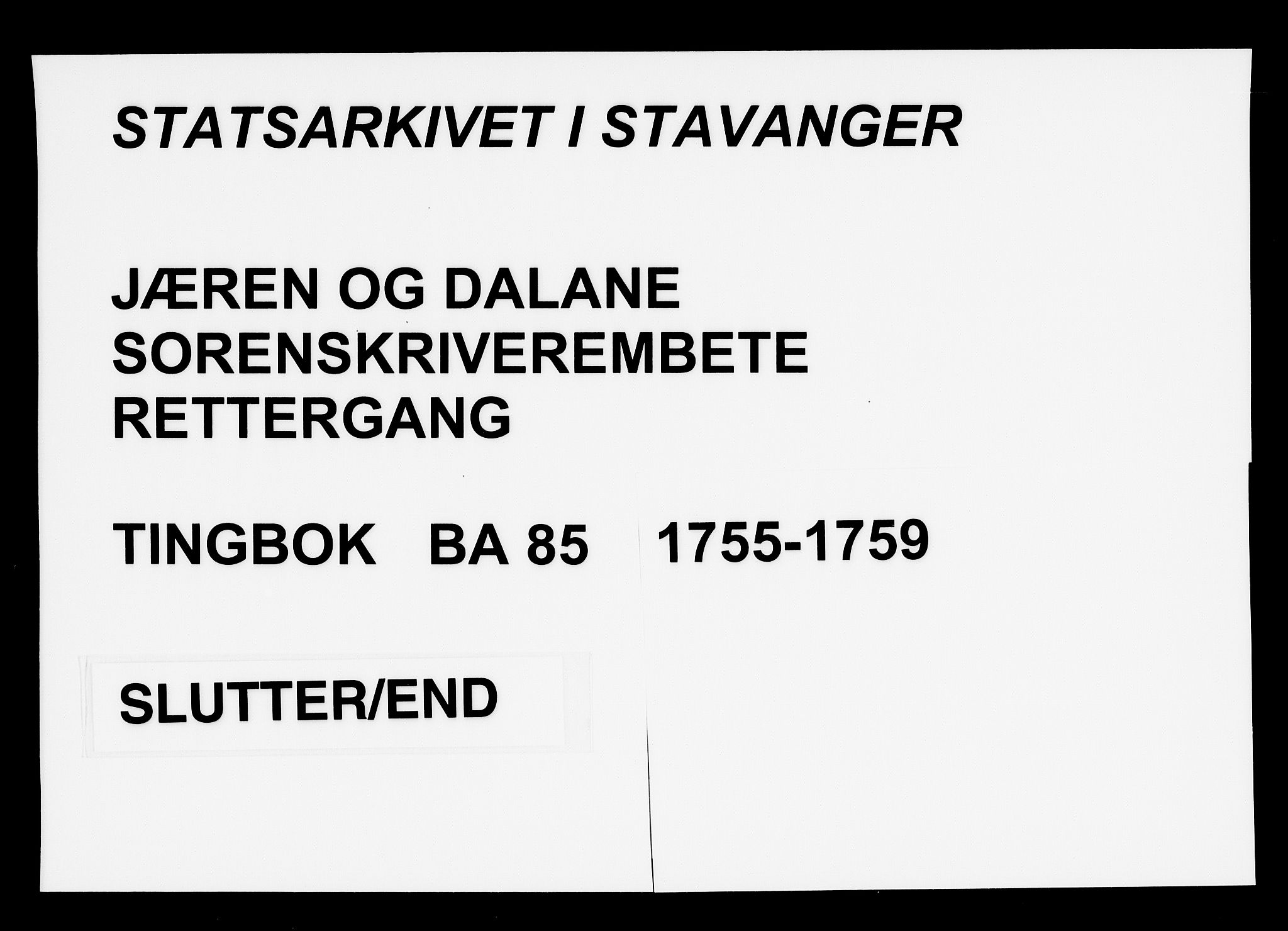 Jæren og Dalane sorenskriveri, AV/SAST-A-100306/3/30/30BA/L0085: TINGBOK, 1755-1759