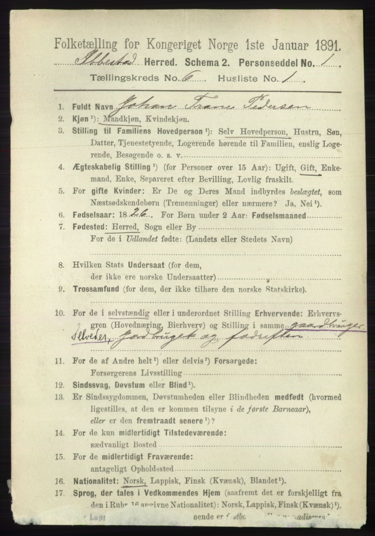 RA, 1891 census for 1917 Ibestad, 1891, p. 3570