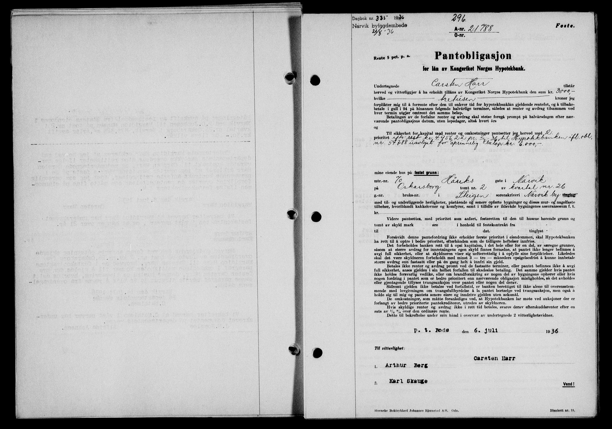 Narvik sorenskriveri, SAT/A-0002/1/2/2C/2Ca/L0011: Mortgage book no. 14, 1935-1937, Deed date: 21.08.1936