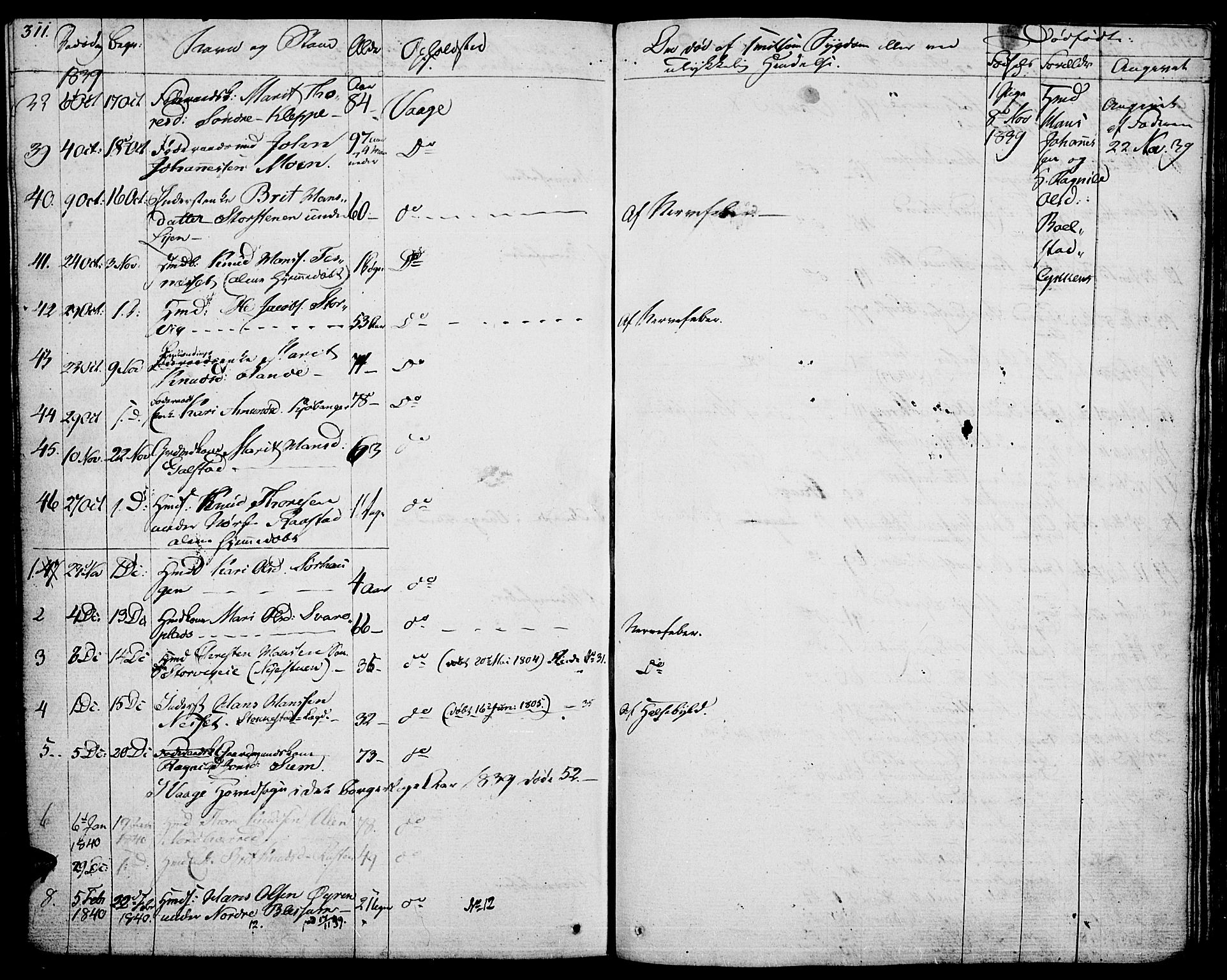 Vågå prestekontor, SAH/PREST-076/H/Ha/Haa/L0004: Parish register (official) no. 4 /1, 1827-1842, p. 311