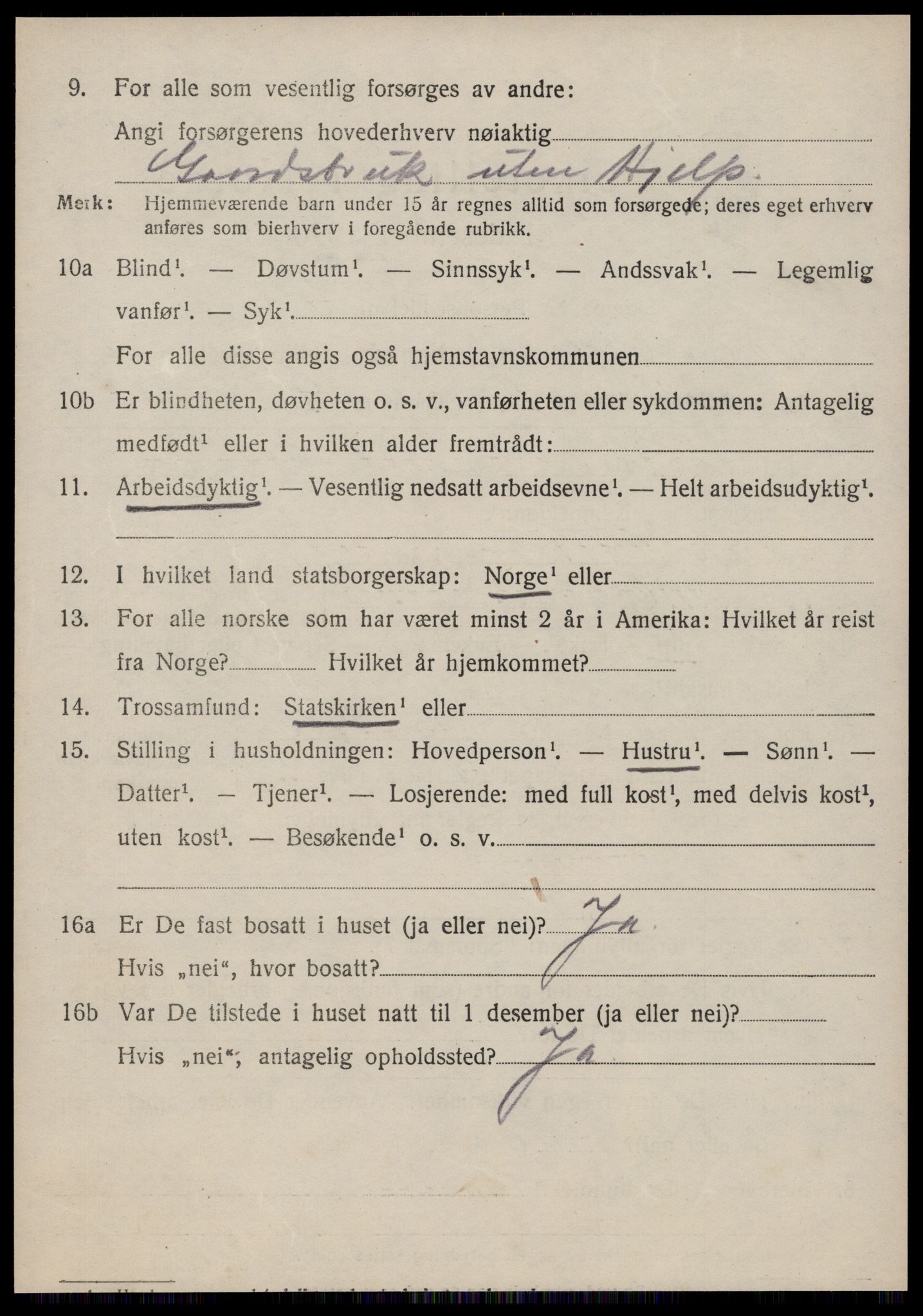 SAT, 1920 census for Vanylven, 1920, p. 1016