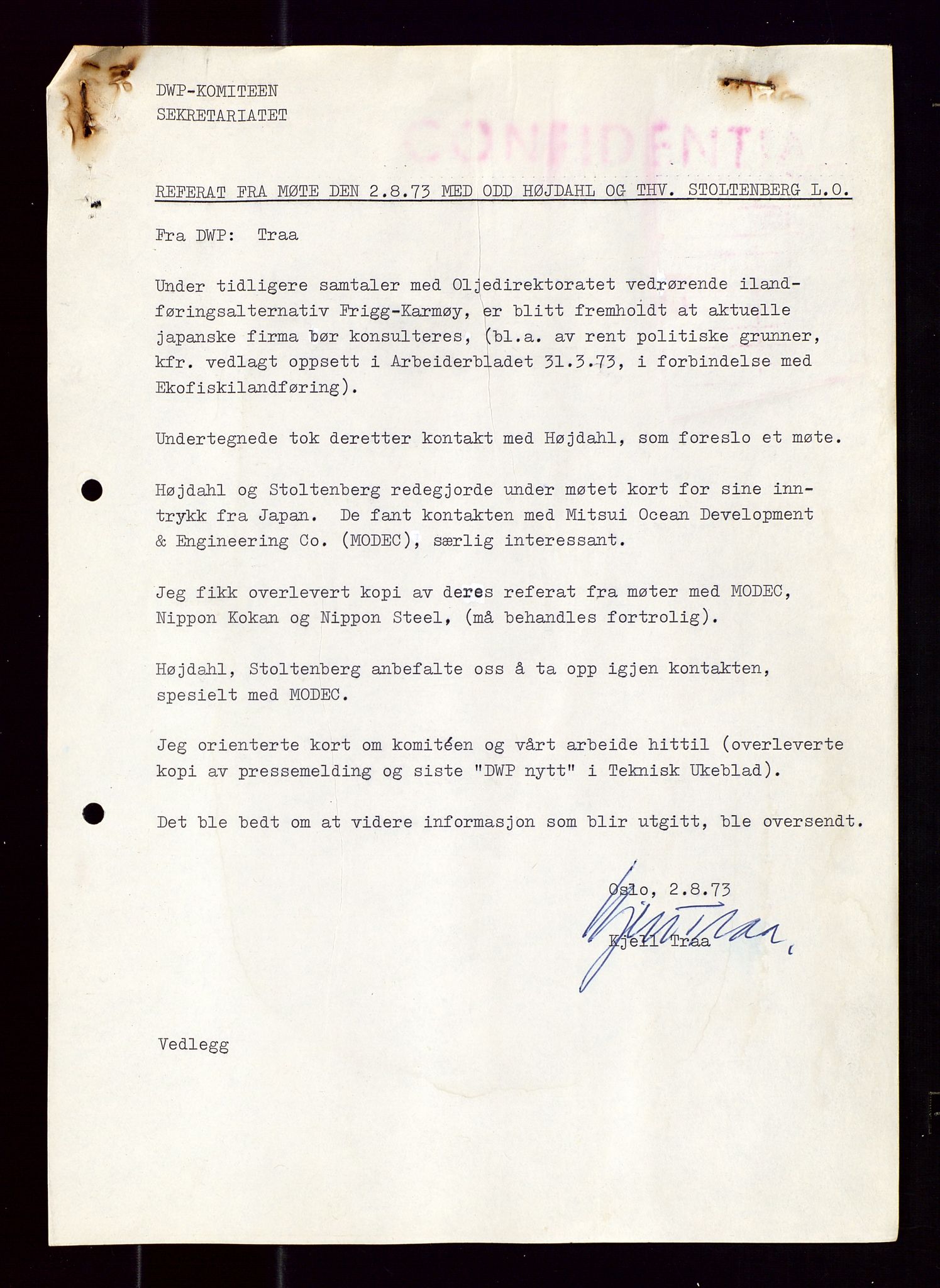 Industridepartementet, Oljekontoret, AV/SAST-A-101348/Di/L0001: DWP, møter juni - november, komiteemøter nr. 19 - 26, 1973-1974, p. 198