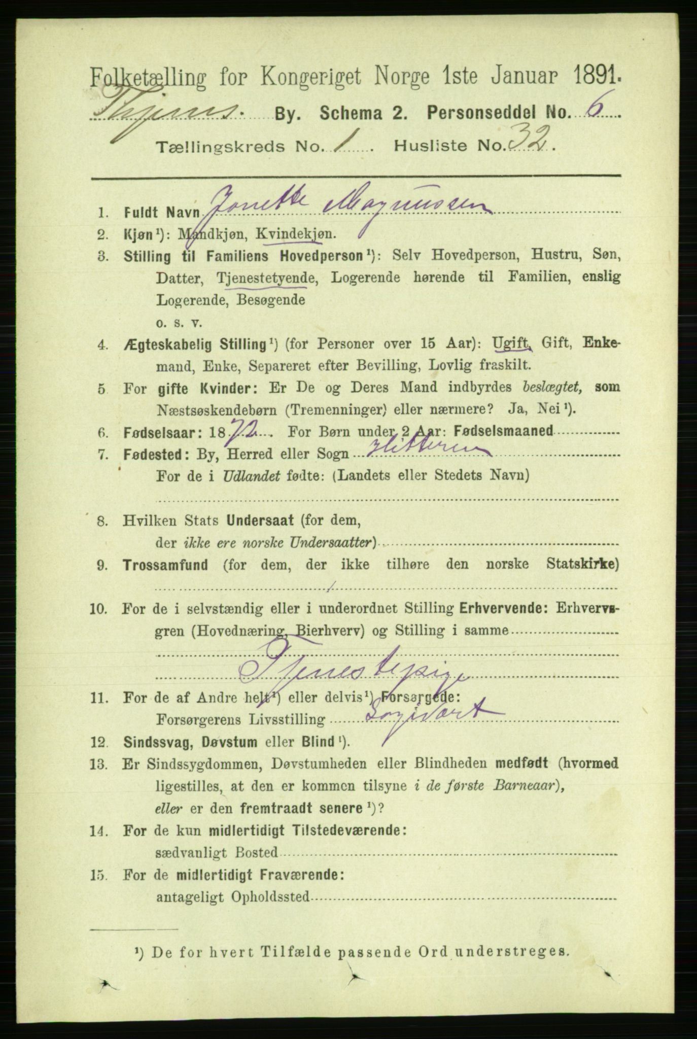 RA, 1891 census for 1601 Trondheim, 1891, p. 2992