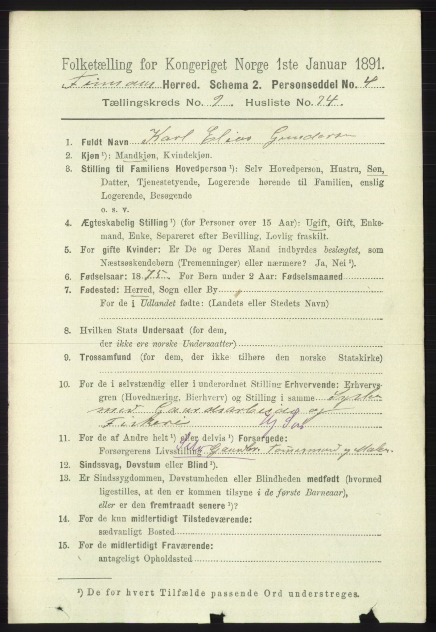 RA, 1891 census for 1218 Finnås, 1891, p. 4414