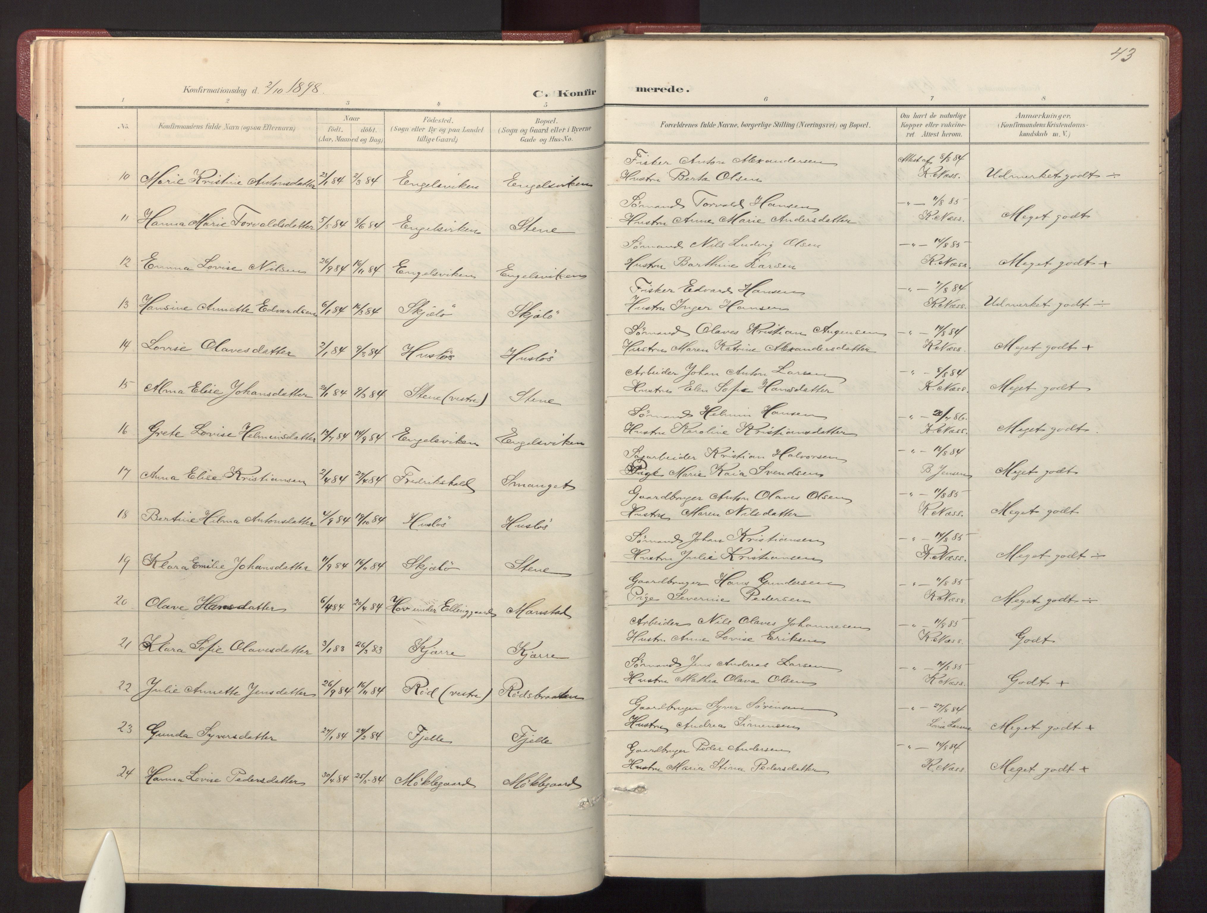 Onsøy prestekontor Kirkebøker, AV/SAO-A-10914/F/Fa/L0007: Parish register (official) no. I 7, 1893-1925, p. 43