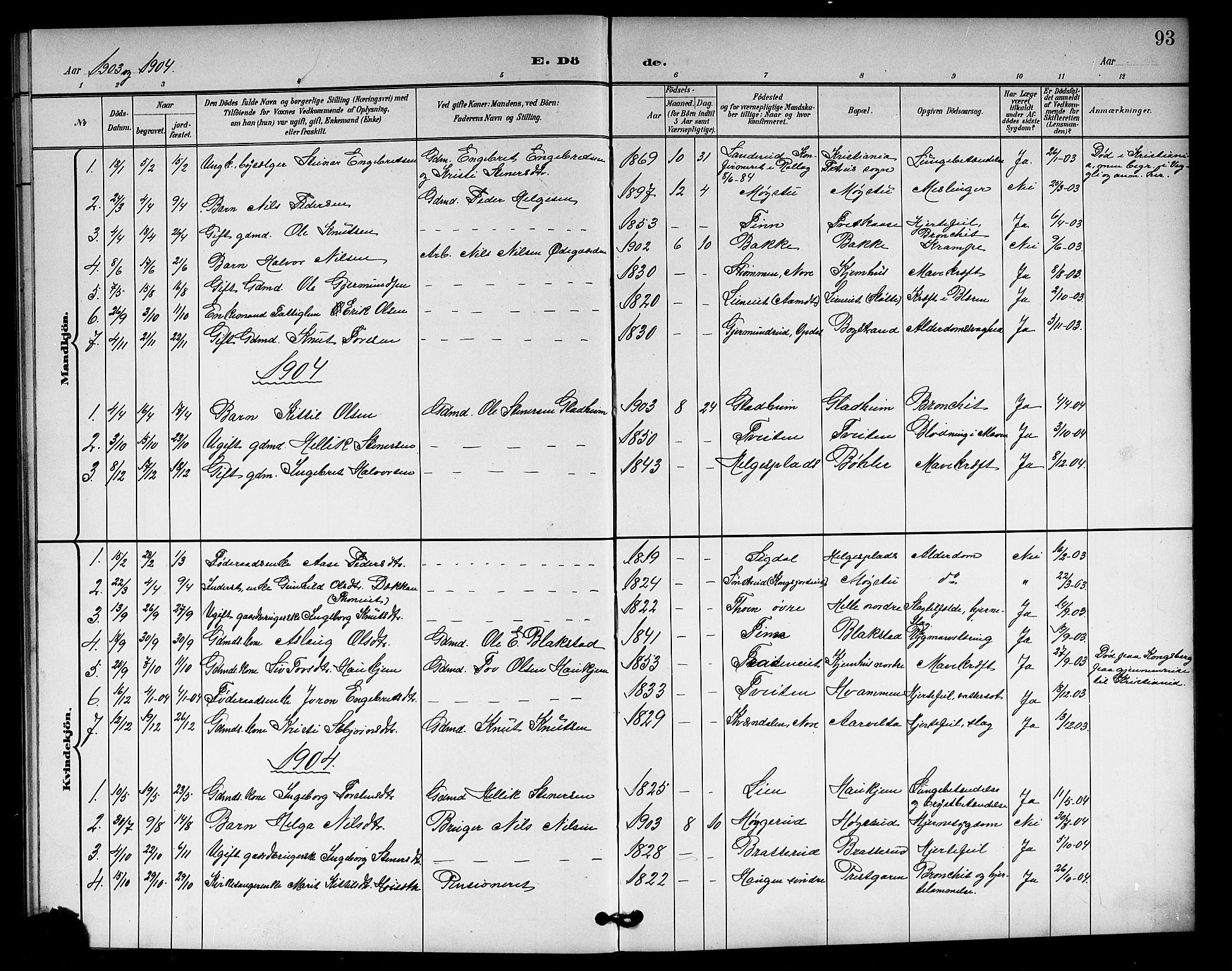 Rollag kirkebøker, SAKO/A-240/G/Gb/L0003: Parish register (copy) no. II 3, 1897-1919, p. 93